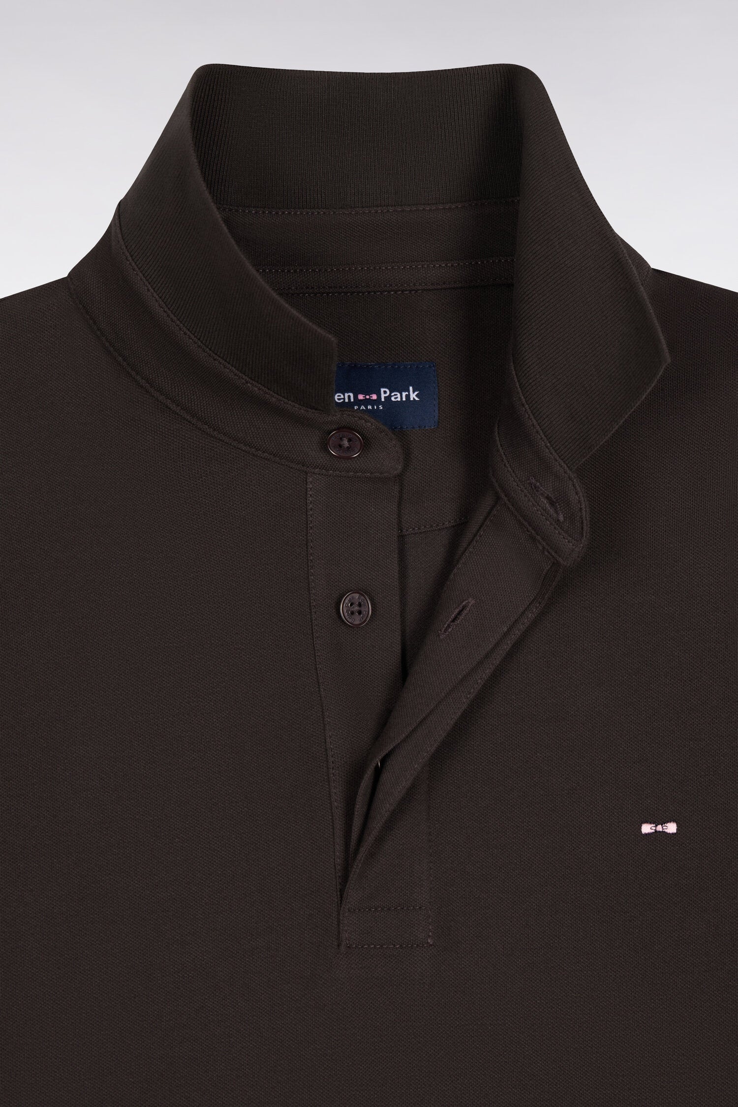 Poloshirt lange Ärmel aus Baumwolle Pima Braun gerade Passform