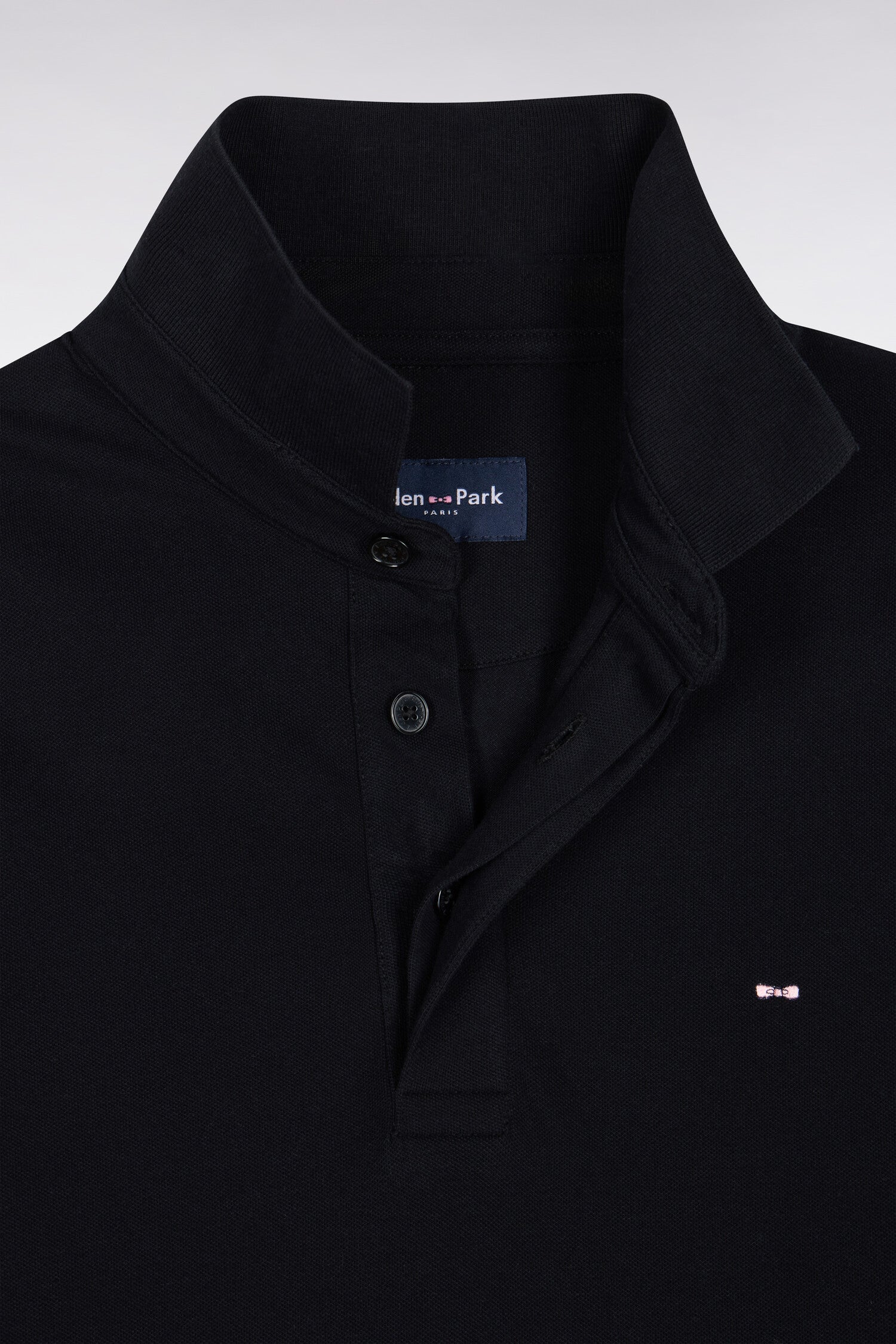 Polo manches longues en coton stretch noir coupe ajustée
