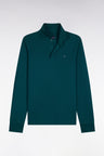 Polo manches longues en coton stretch vert coupe ajustée