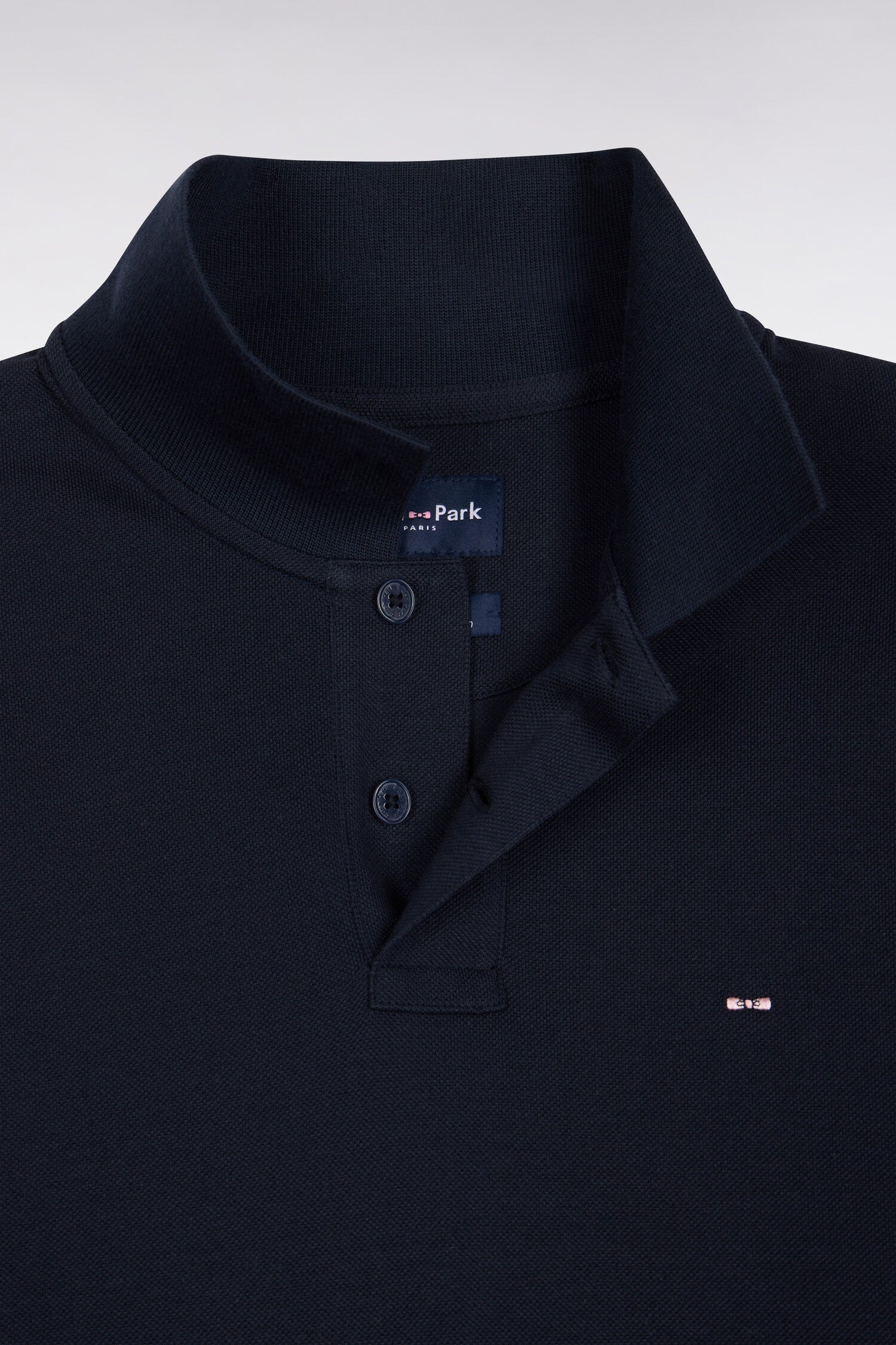 Polo manches longues en coton Pima bleu marinecoupe droite
