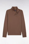 Polo manches longues en coton Pima marron coupe droite