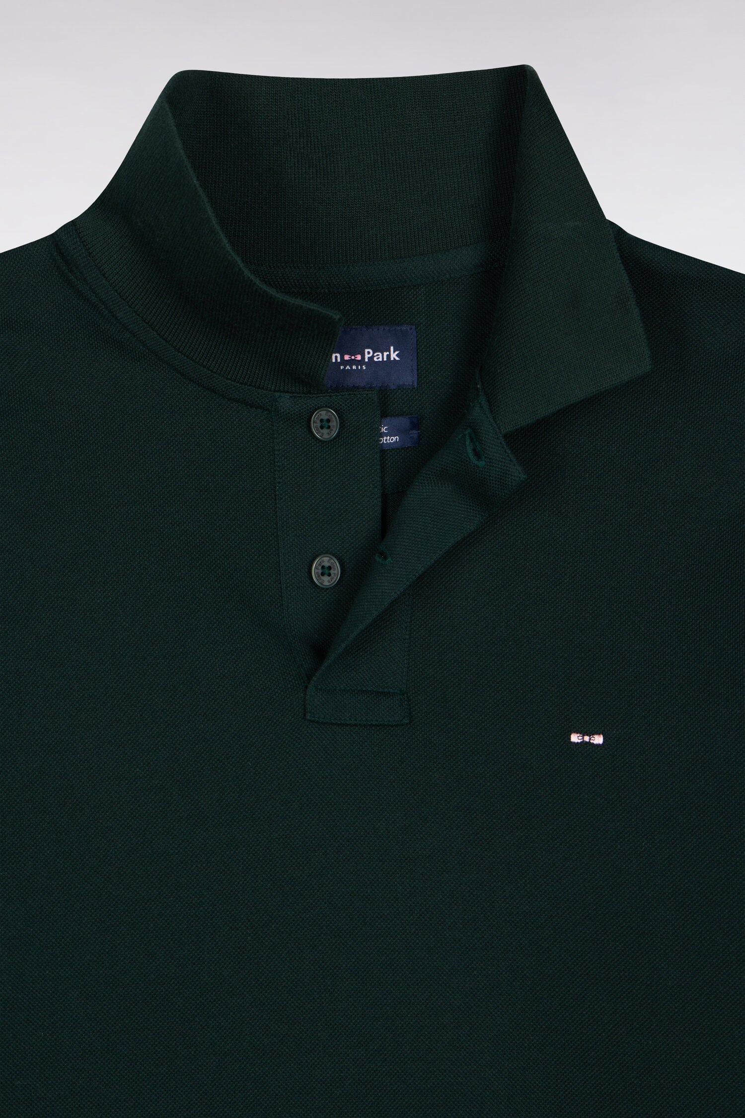 Polo manches longues en coton Pima vert foncé coupe droite