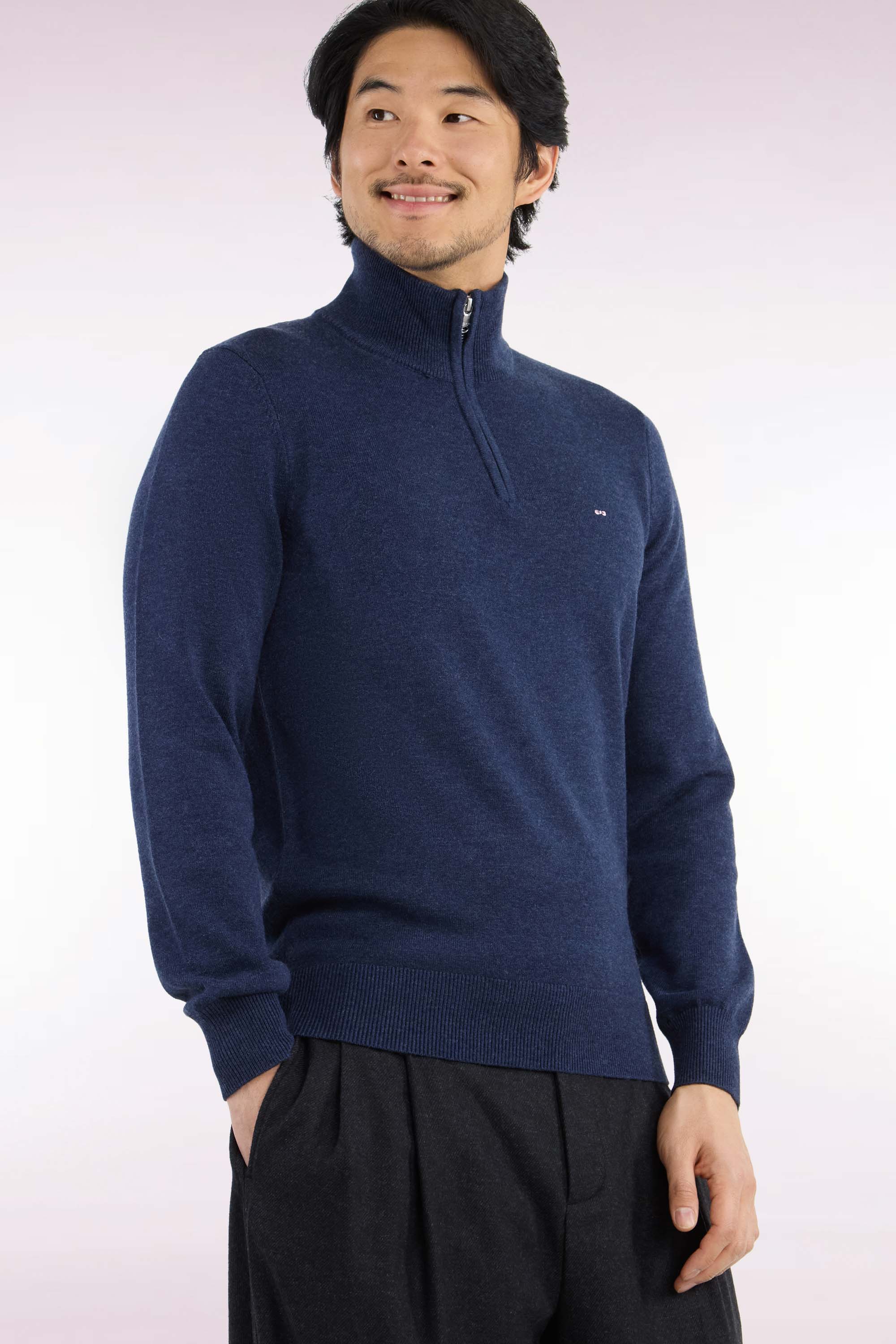 maglione col camionneur in cotone blu foncé