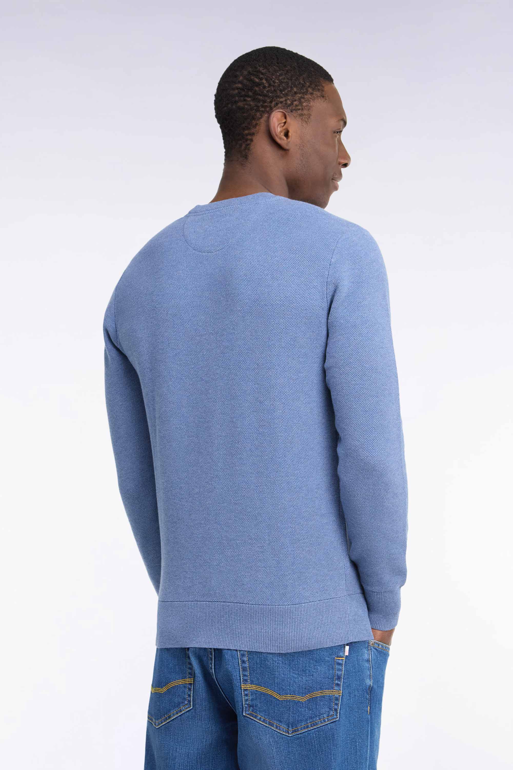 Pullover Rundhalsausschnitt aus Baumwolle Blau foncé