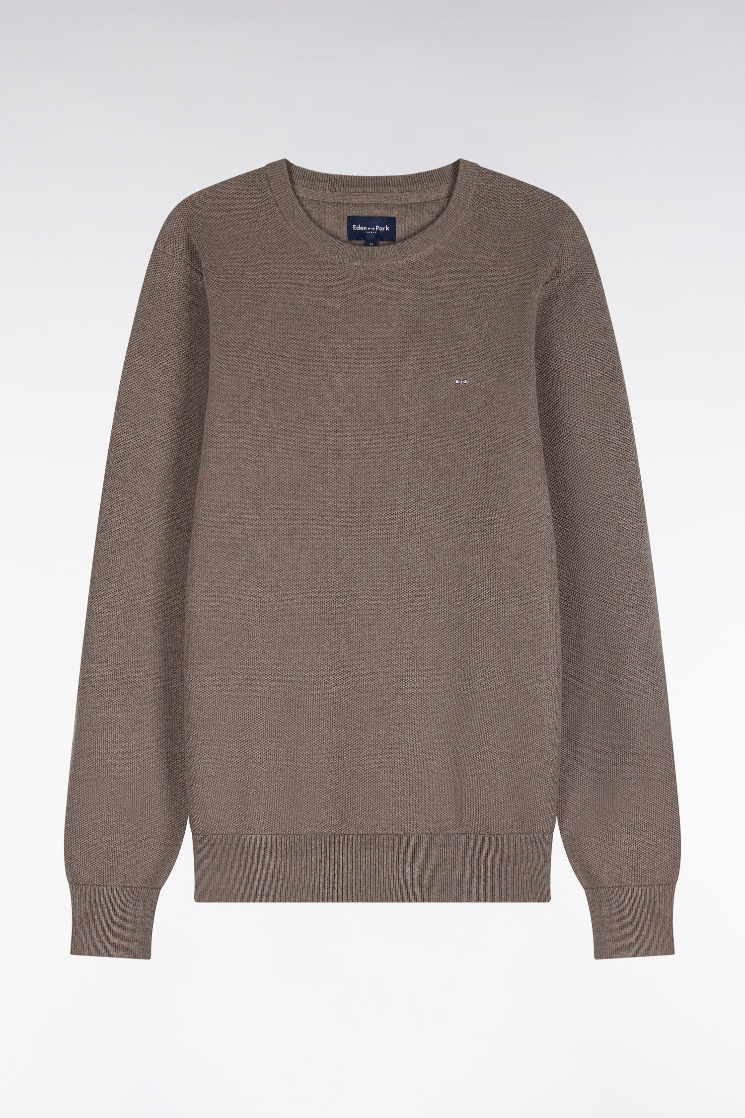 Pull col rond en coton gris coupe droite