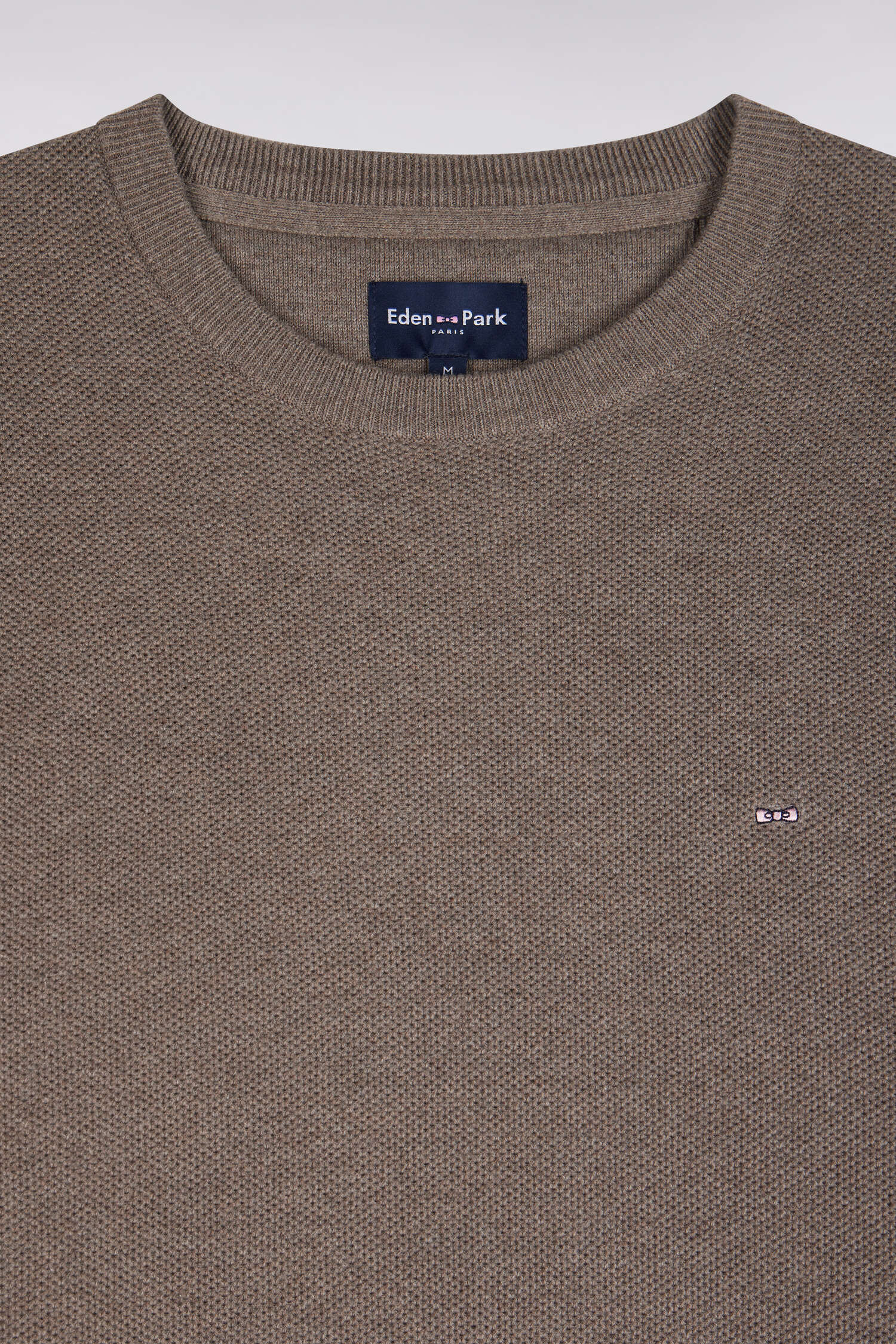 Pull col rond en coton gris coupe droite