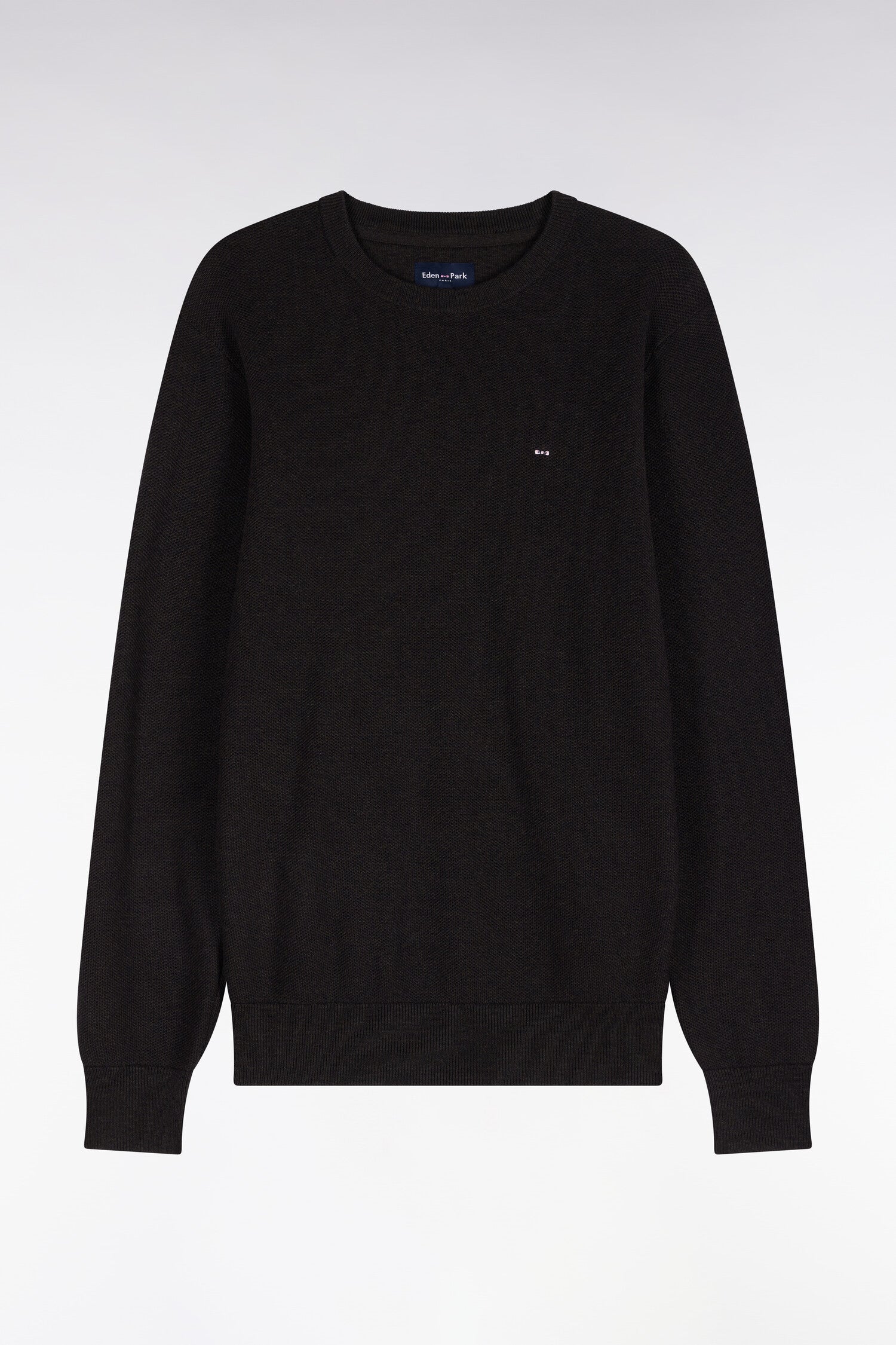 Pull col rond en coton marron coupe droite