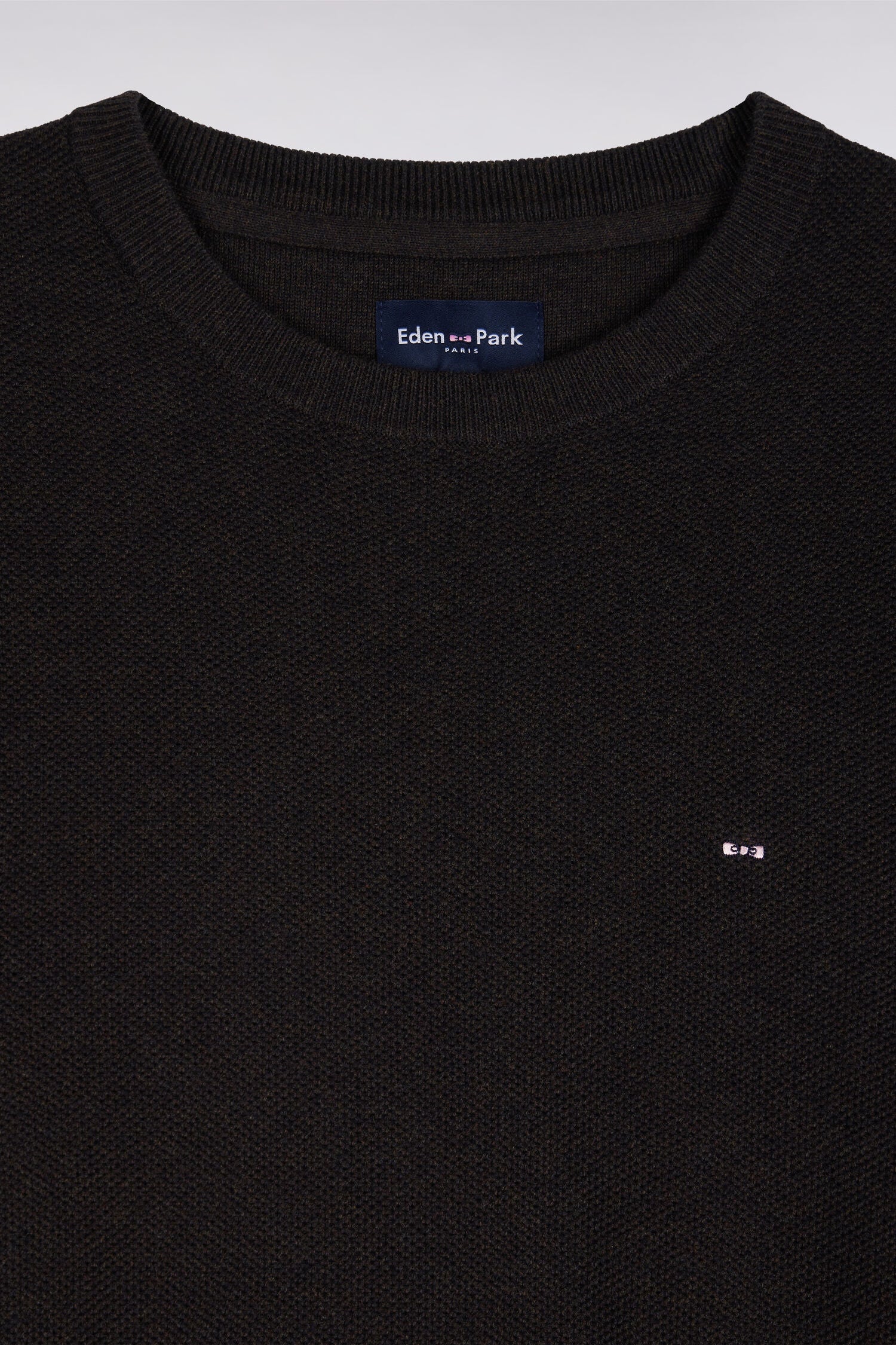 Pull col rond en coton marron coupe droite