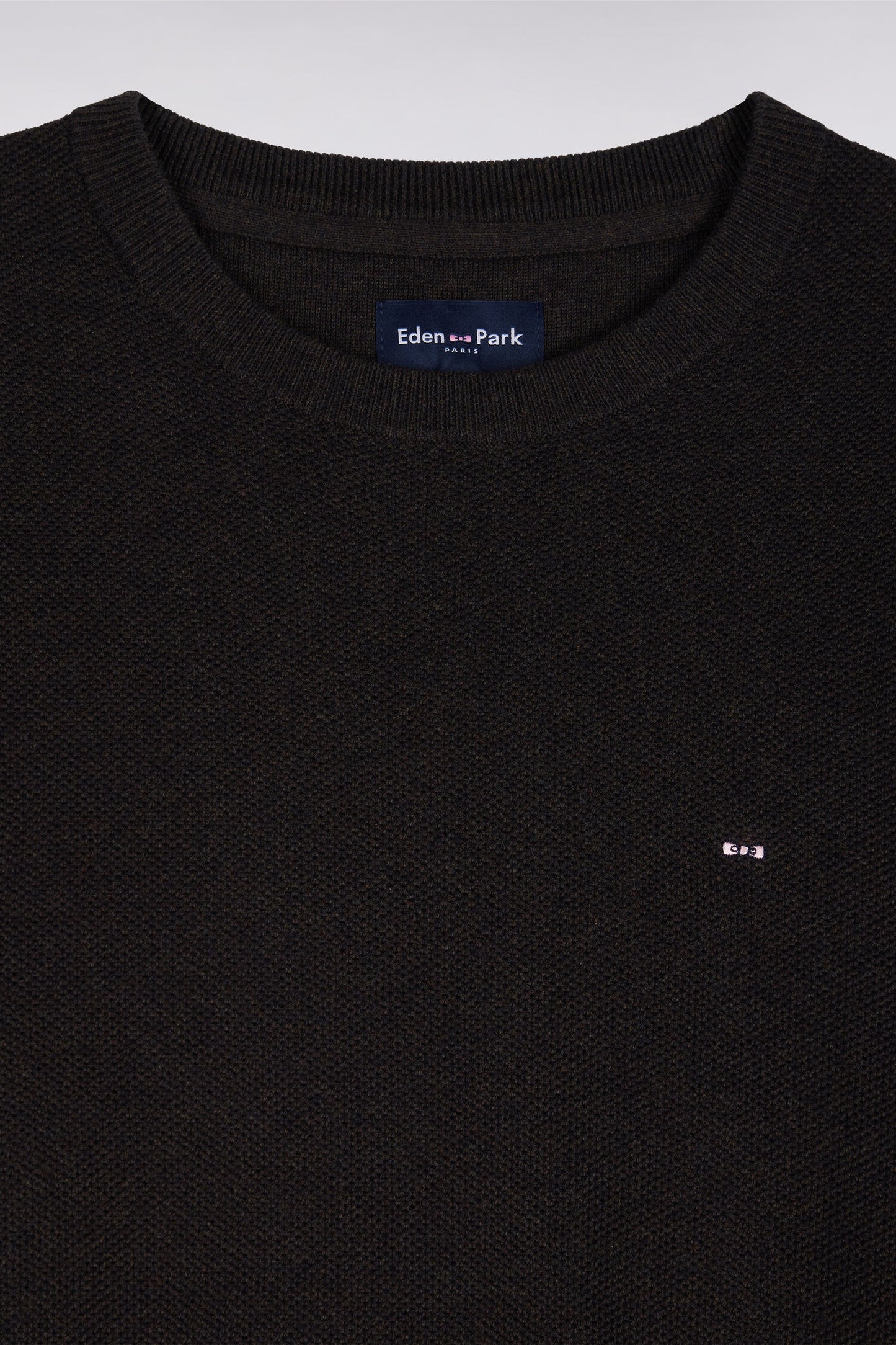Pull col rond en coton marron coupe droite