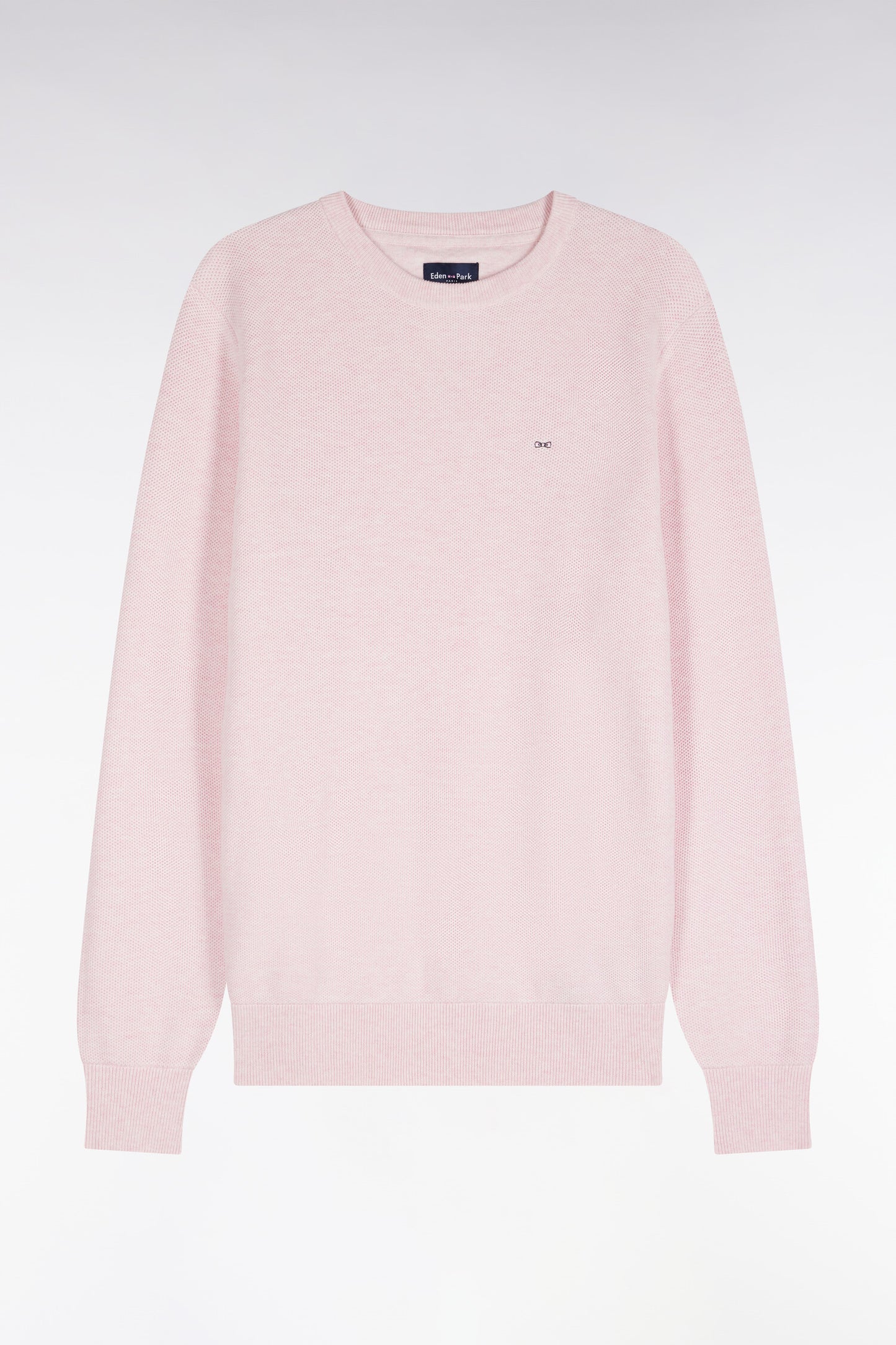 Pull col rond en coton rose coupe droite