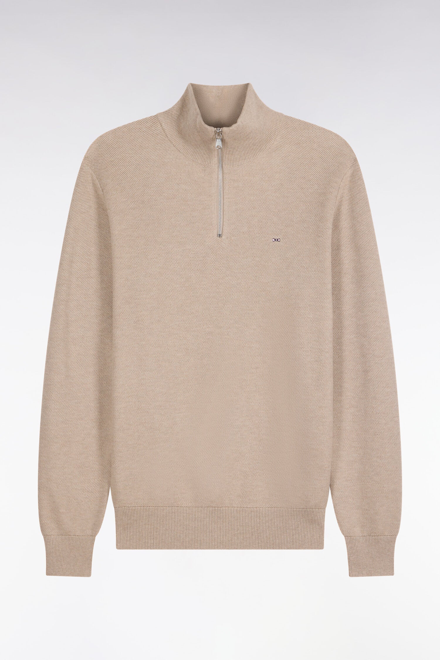 Pullover col camionneur aus Baumwolle Beige