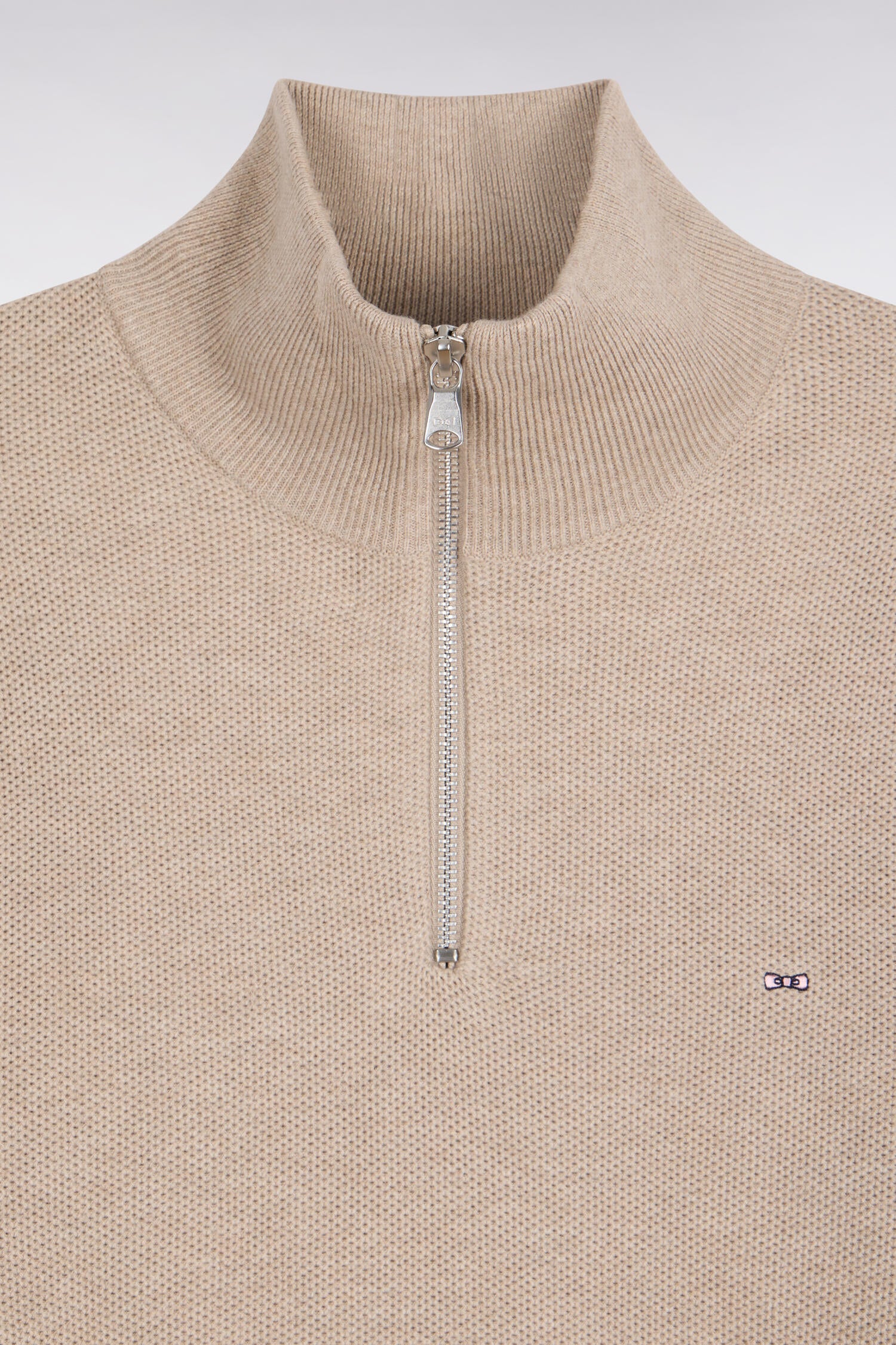 Pullover col camionneur aus Baumwolle Beige