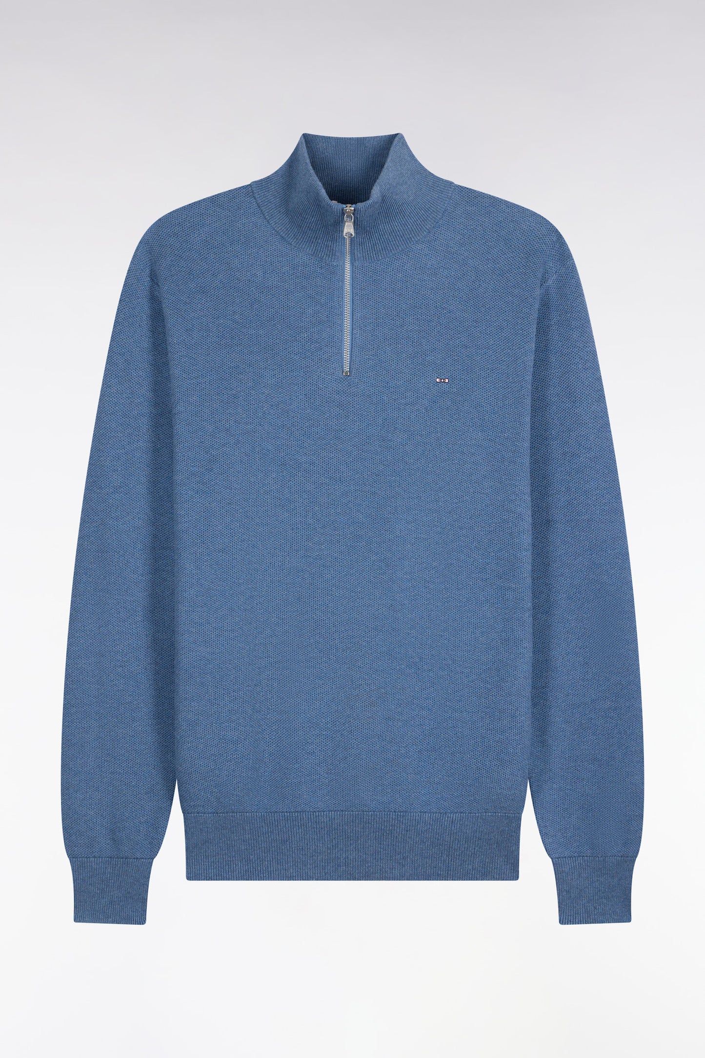 Pull col camionneur en coton bleu coupe droite