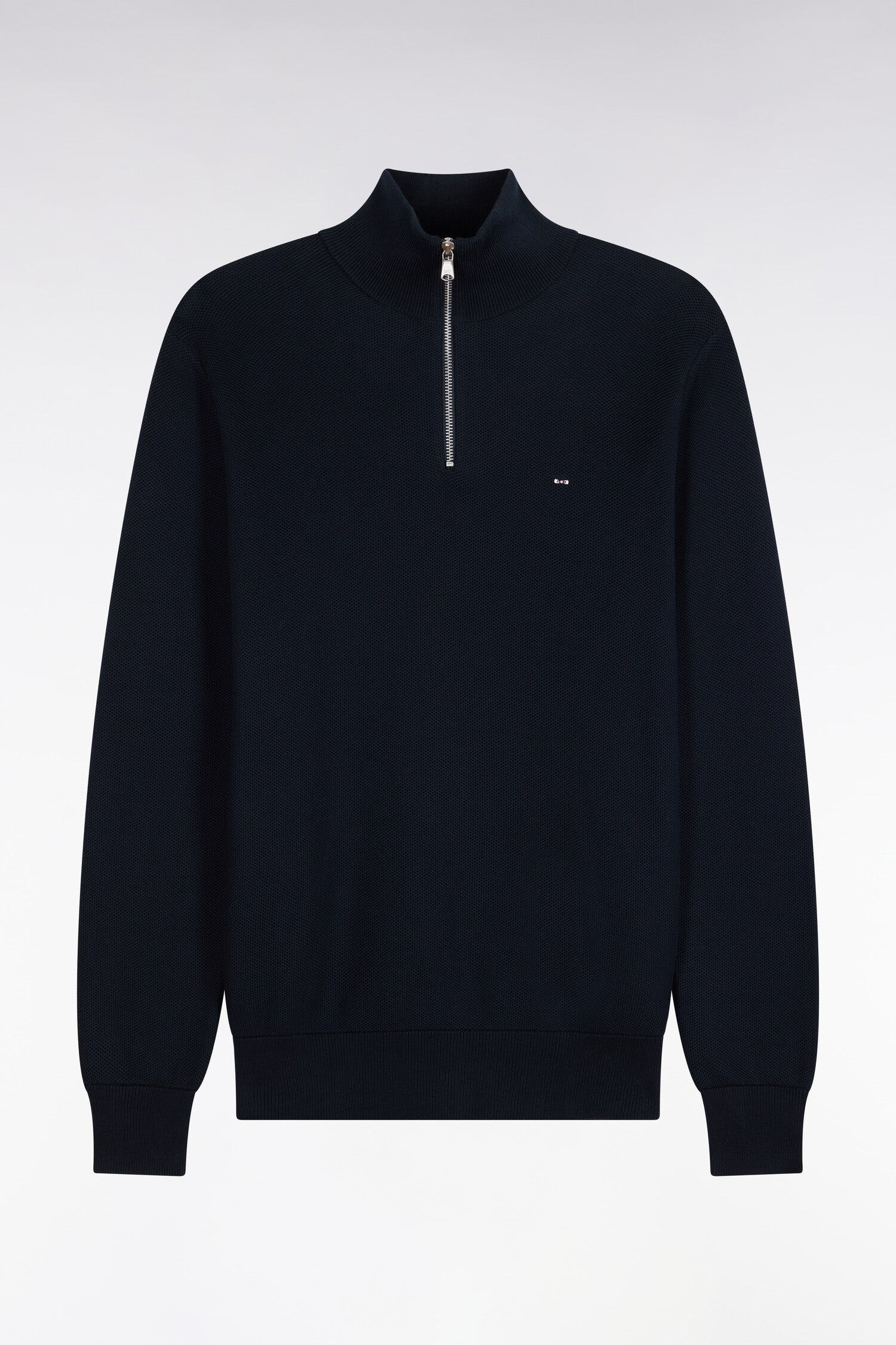 Pull col camionneur en coton marine coupe droite