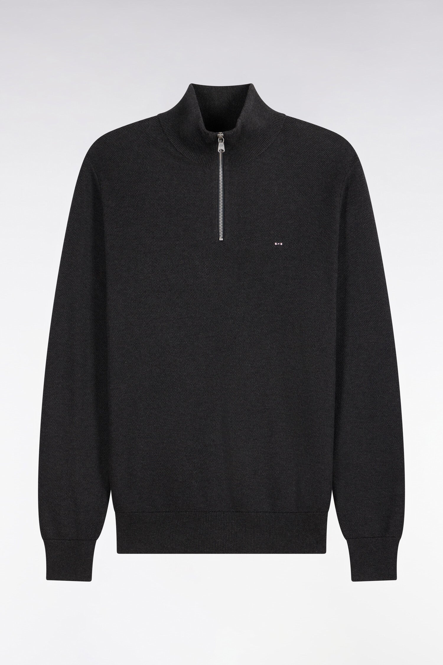 Pull col camionneur en coton gris foncé coupe droite