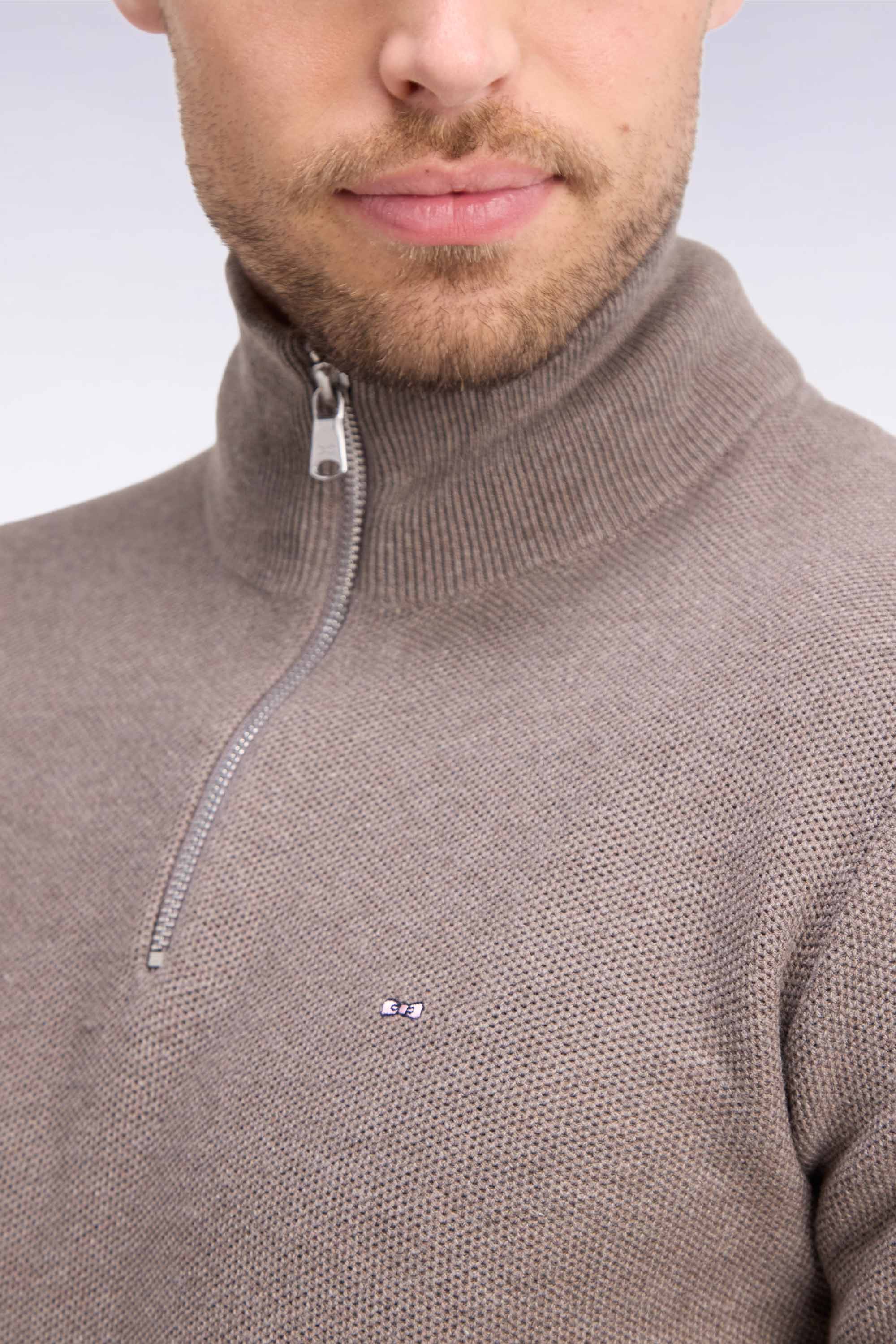 Pullover col camionneur aus Baumwolle Braun