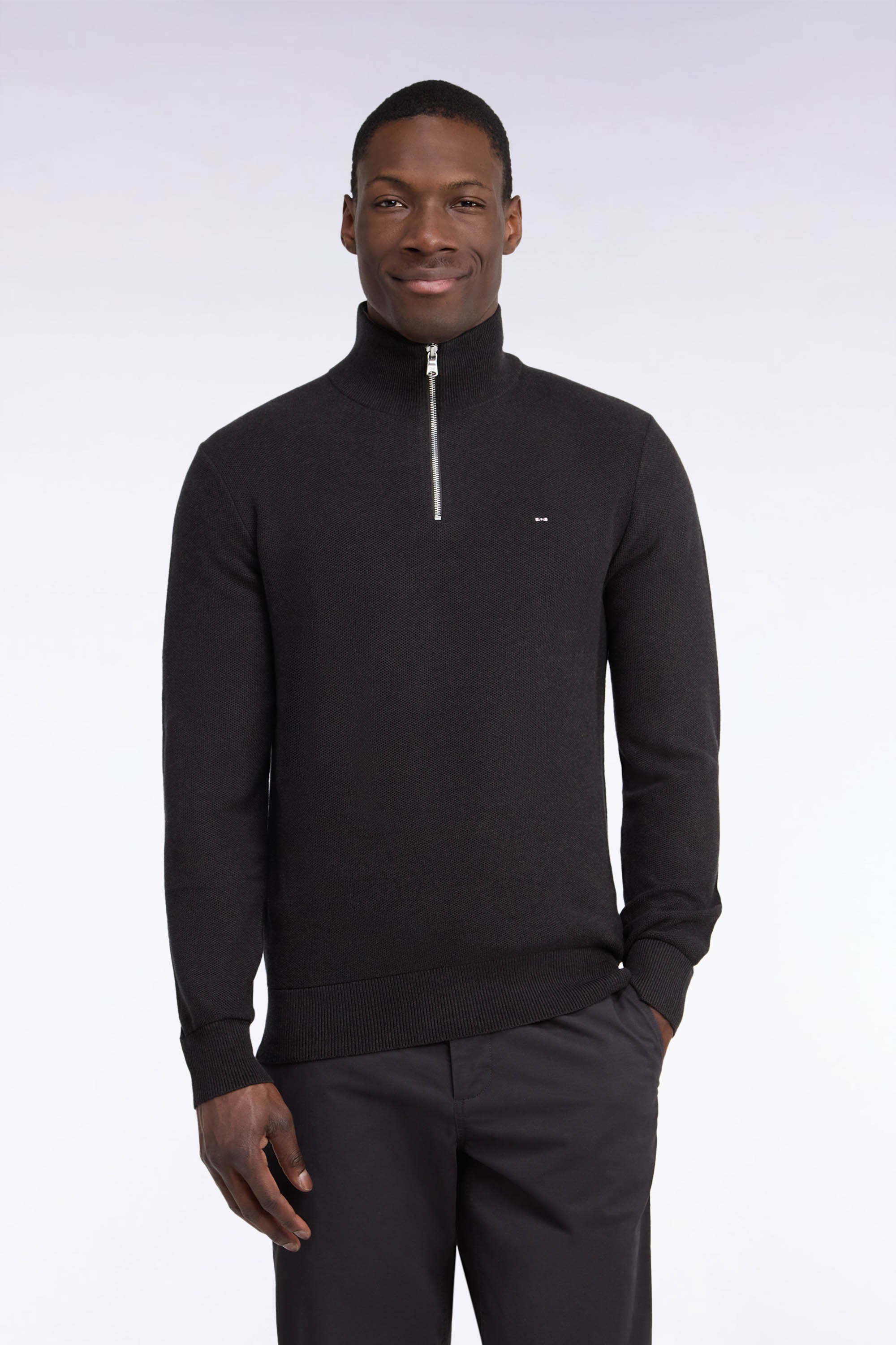 Pullover col camionneur aus Baumwolle Braun