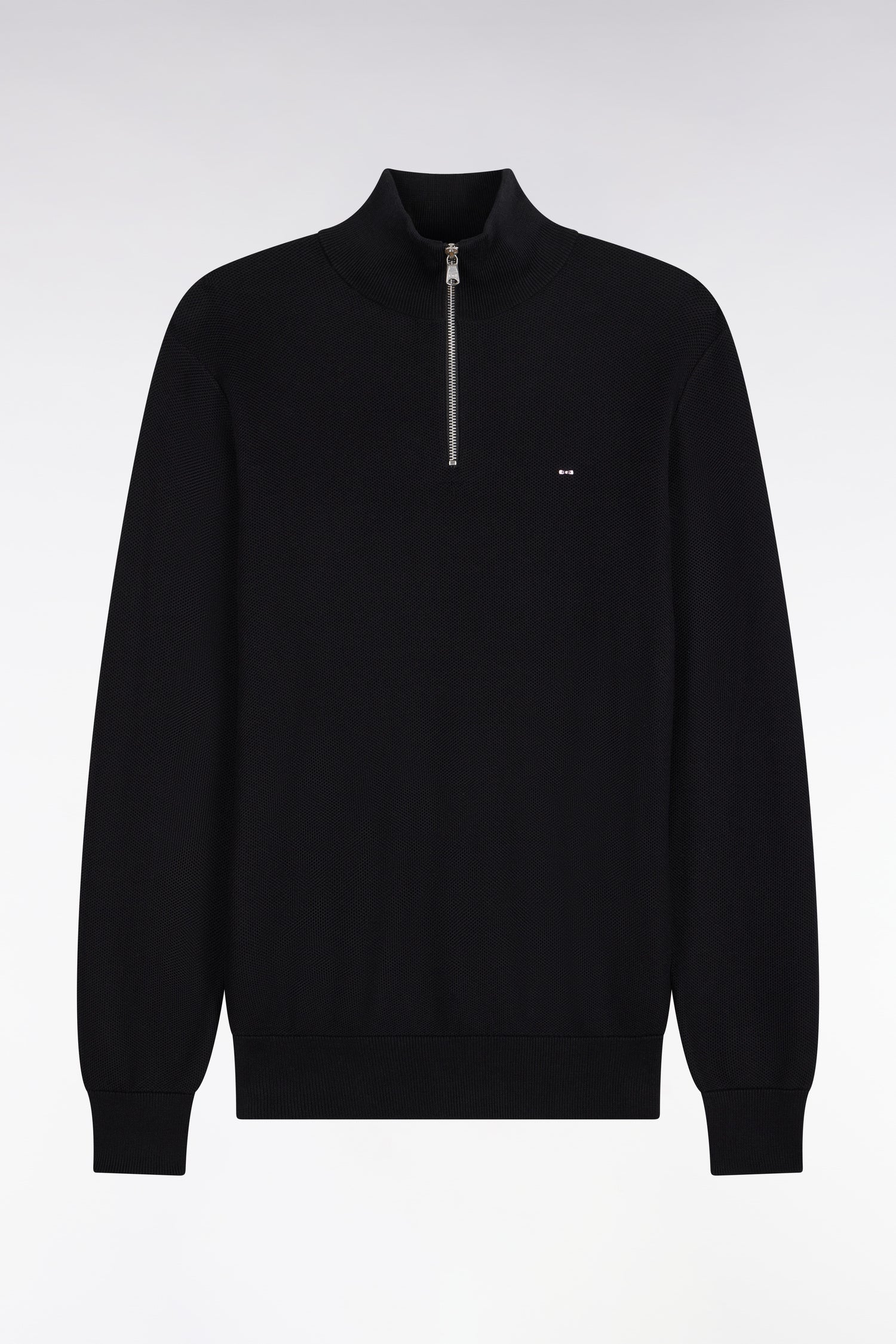 Pullover col camionneur aus Baumwolle Schwarz