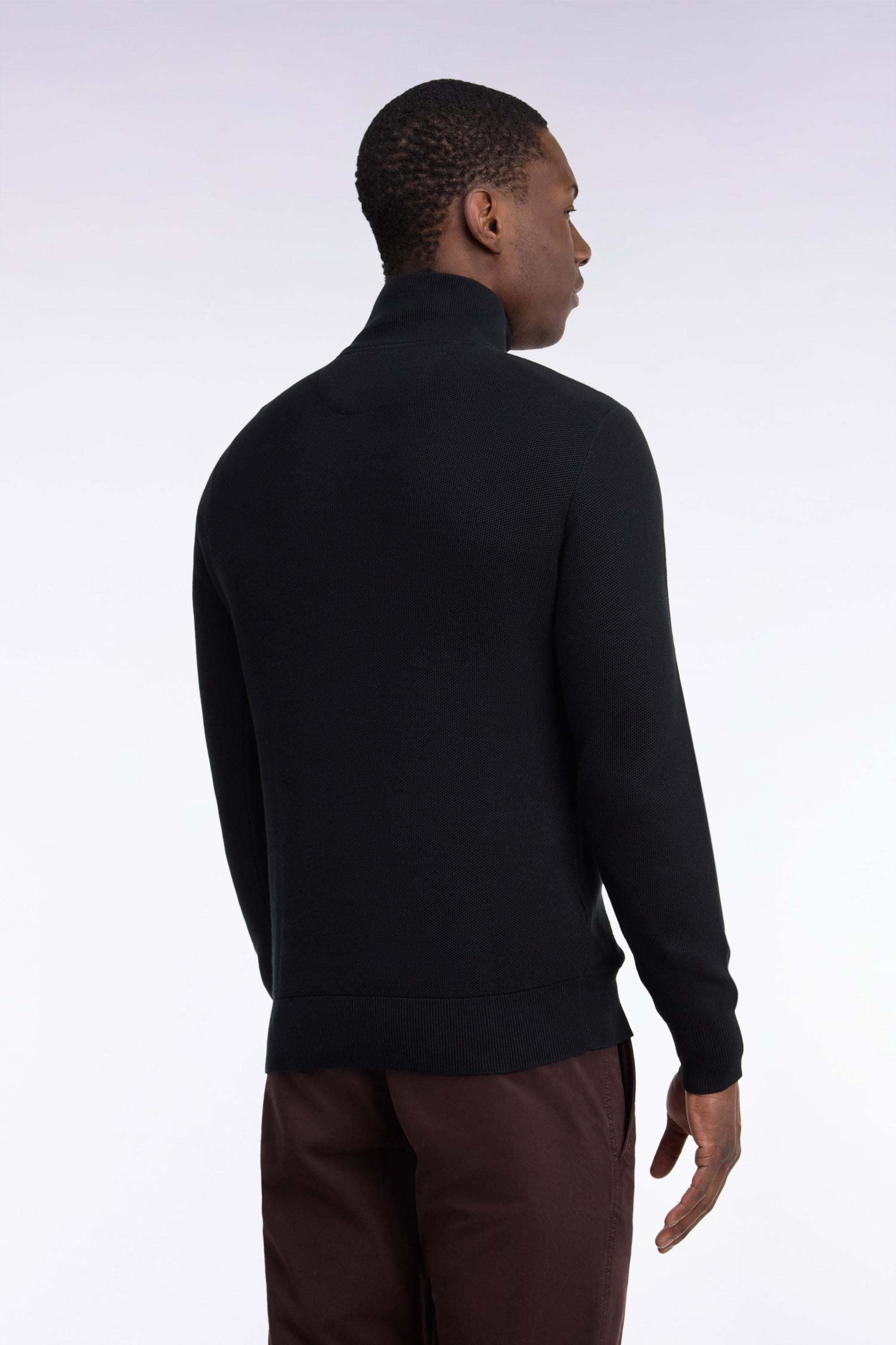 Pullover col camionneur aus Baumwolle Schwarz