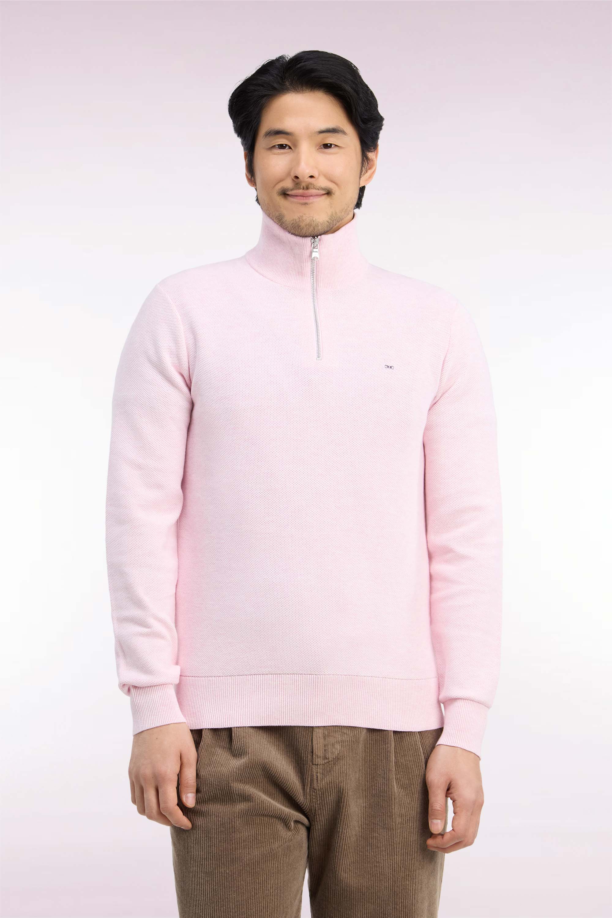 Pullover col camionneur aus Baumwolle Rosa