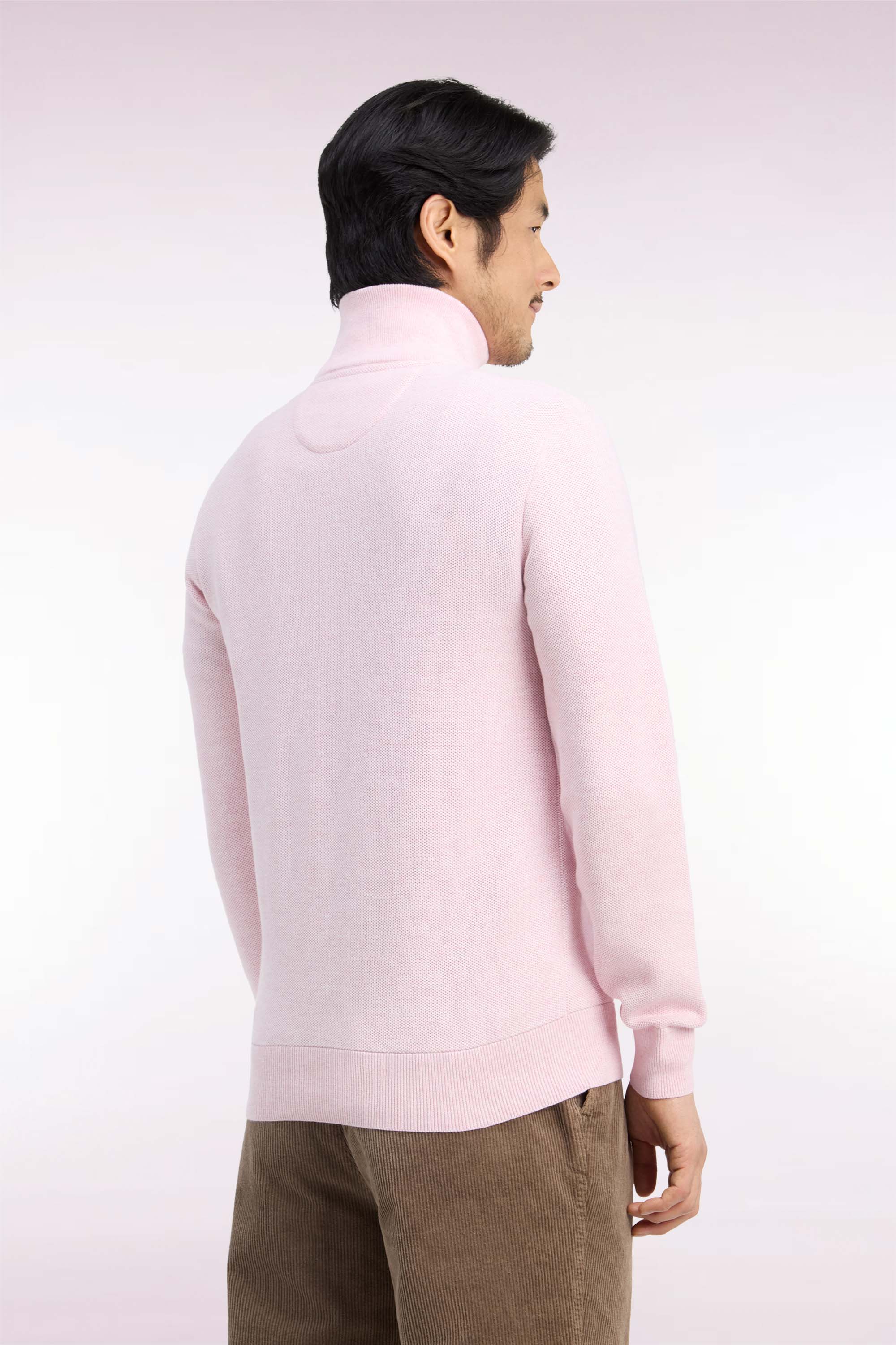 Pullover col camionneur aus Baumwolle Rosa