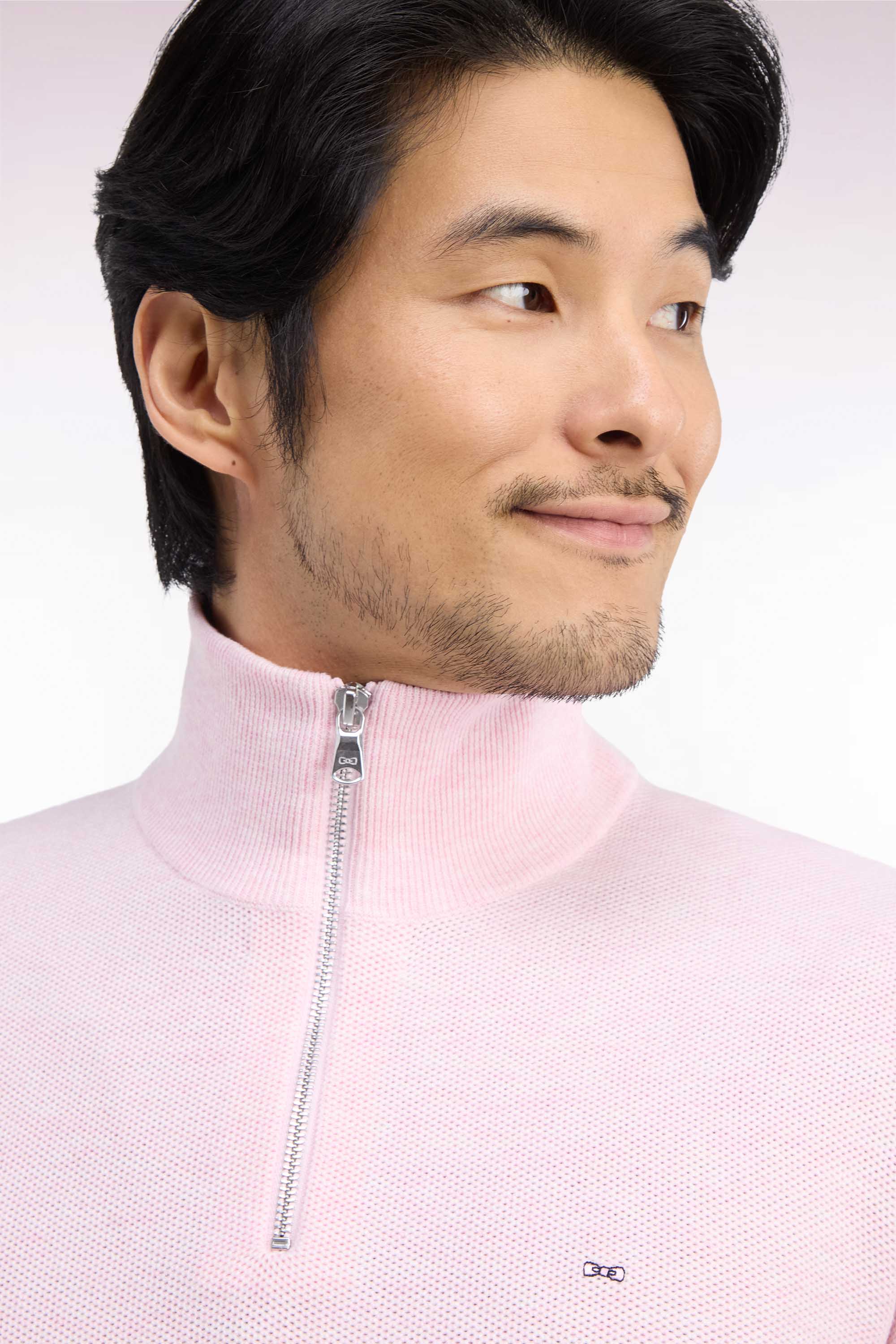 Pullover col camionneur aus Baumwolle Rosa