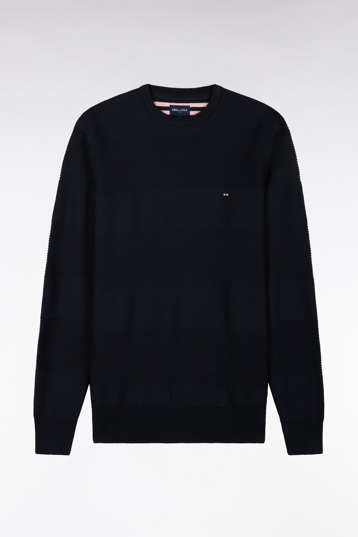 Pull à col rond en maille marine à effet de rayures coupe regular