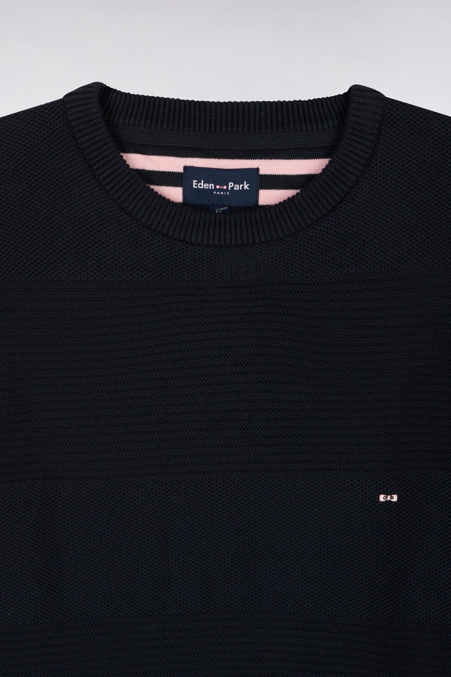 Pull à col rond en maille marine à effet de rayures coupe regular
