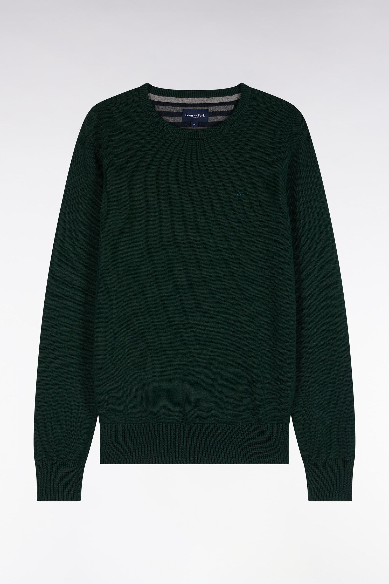 Pull à col rond en coton vert forêt