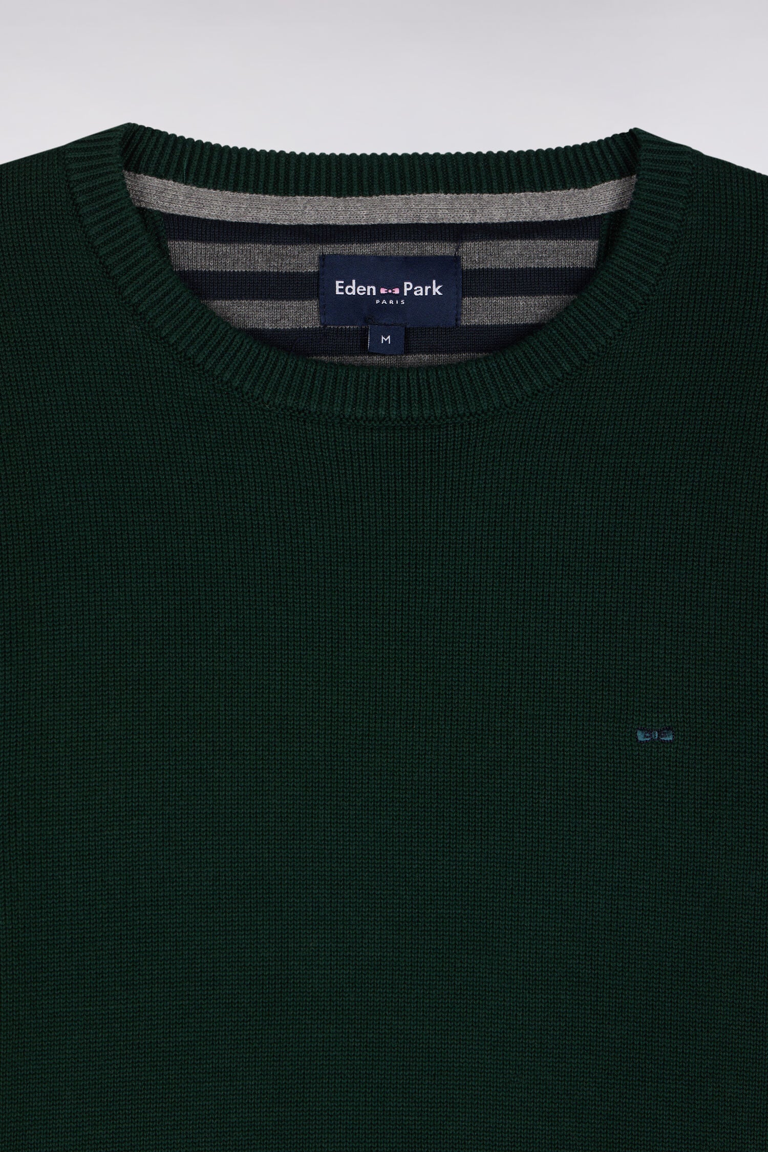 Pull à col rond en coton vert forêt