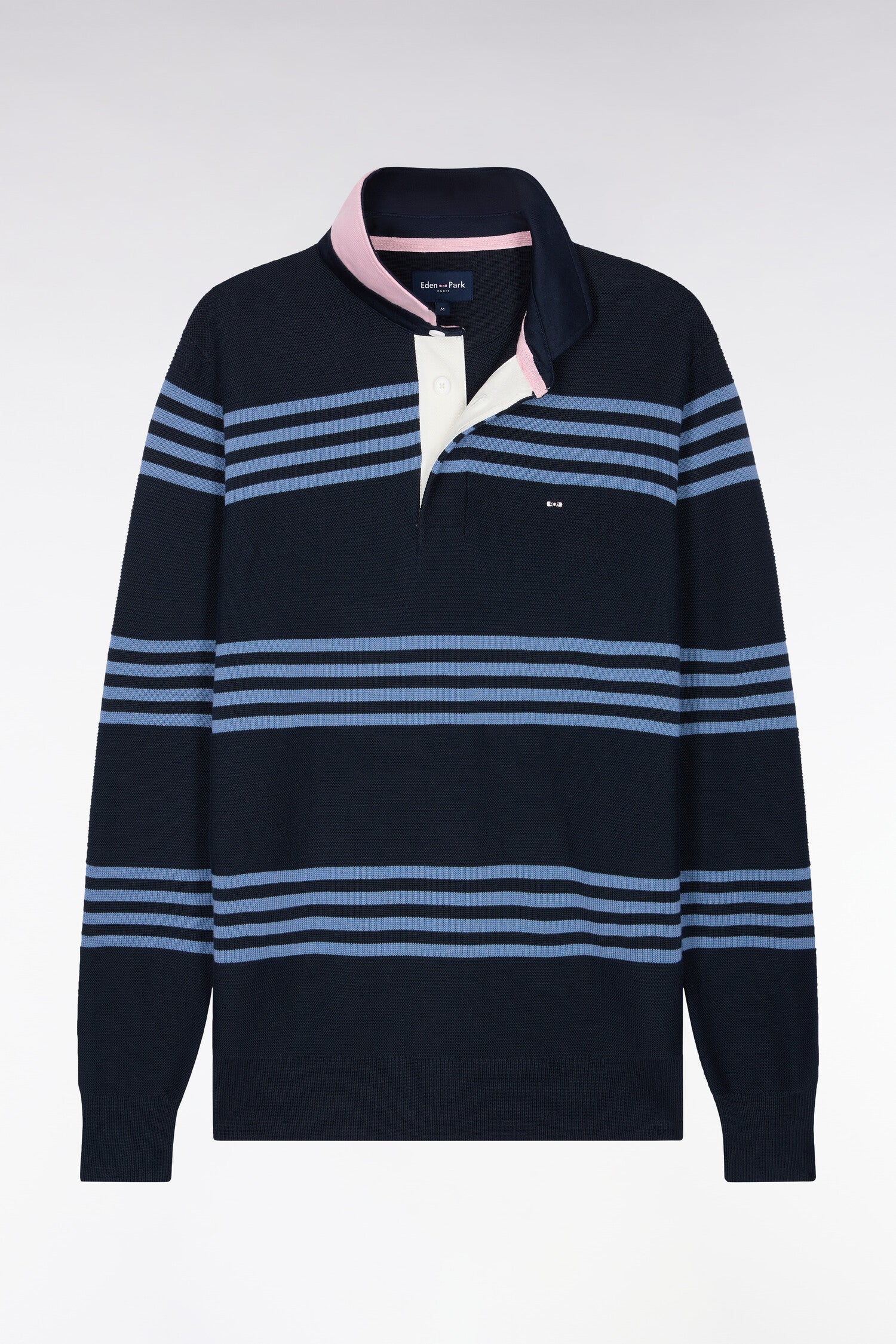Pullover mit Rugbykragen aus Baumwolle Marineblau gerade Passform