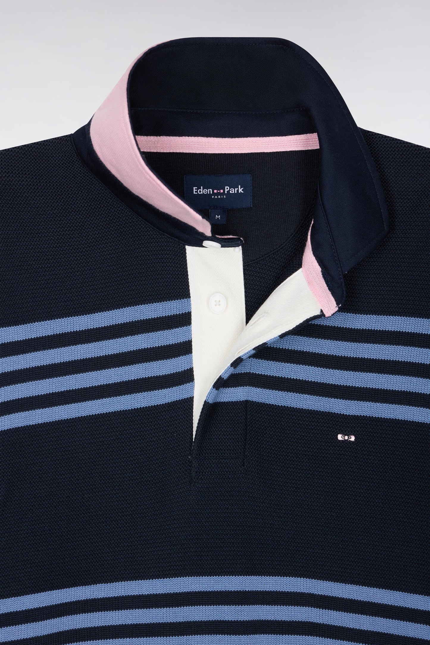 Pull à col maillot en coton bleu et marine coupe droite