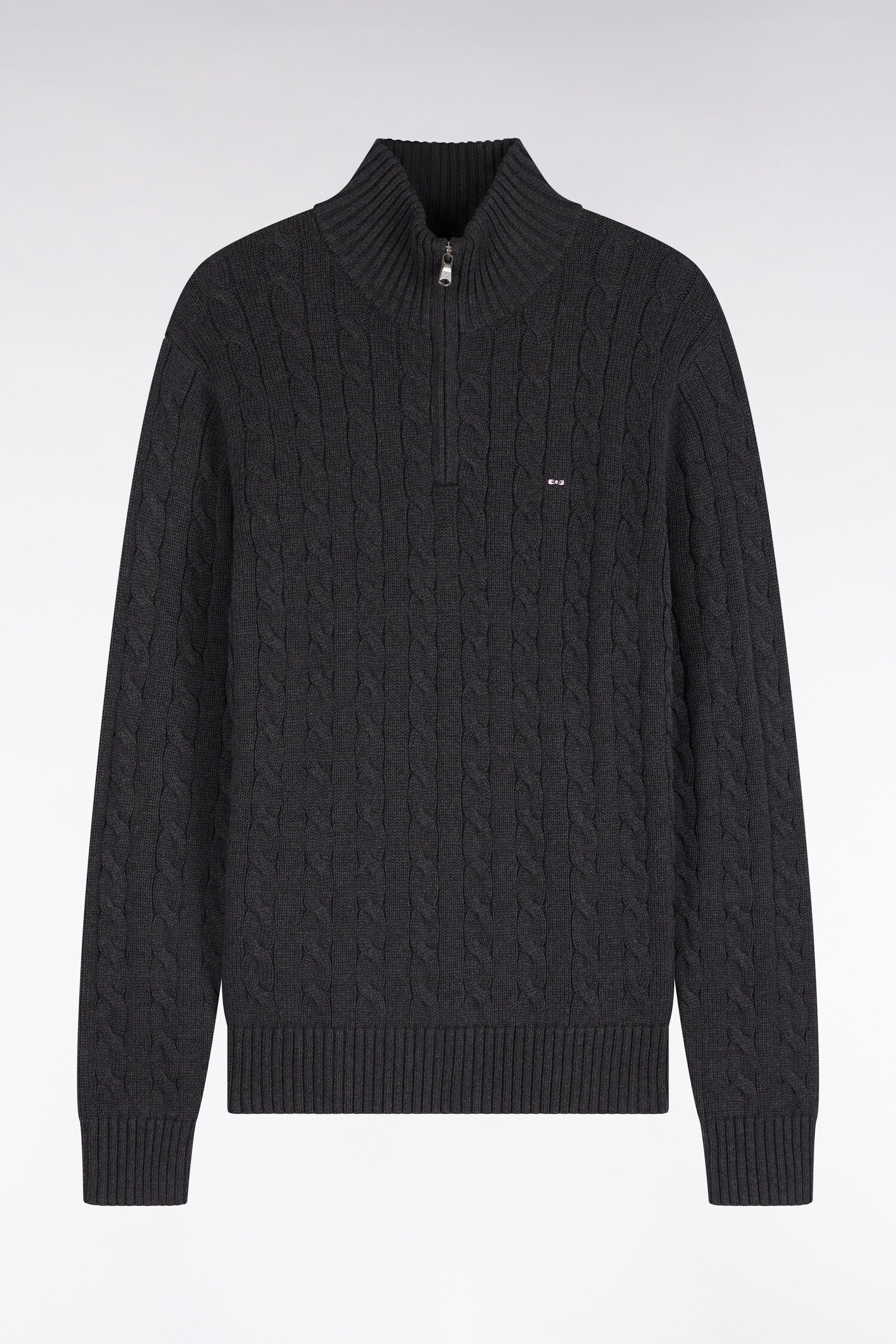 Pullover col camionneur aus Baumwolle HellGrau