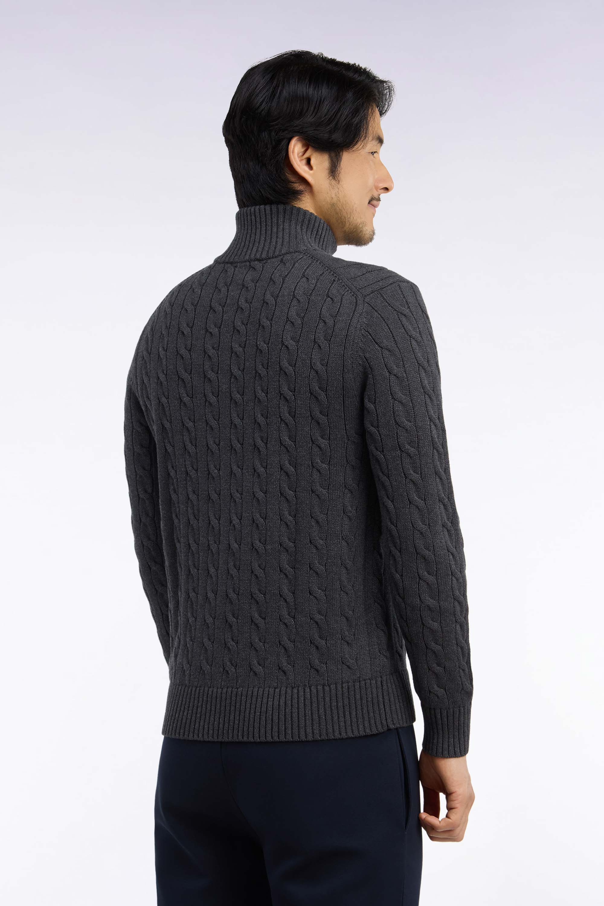 Pullover col camionneur aus Baumwolle HellGrau