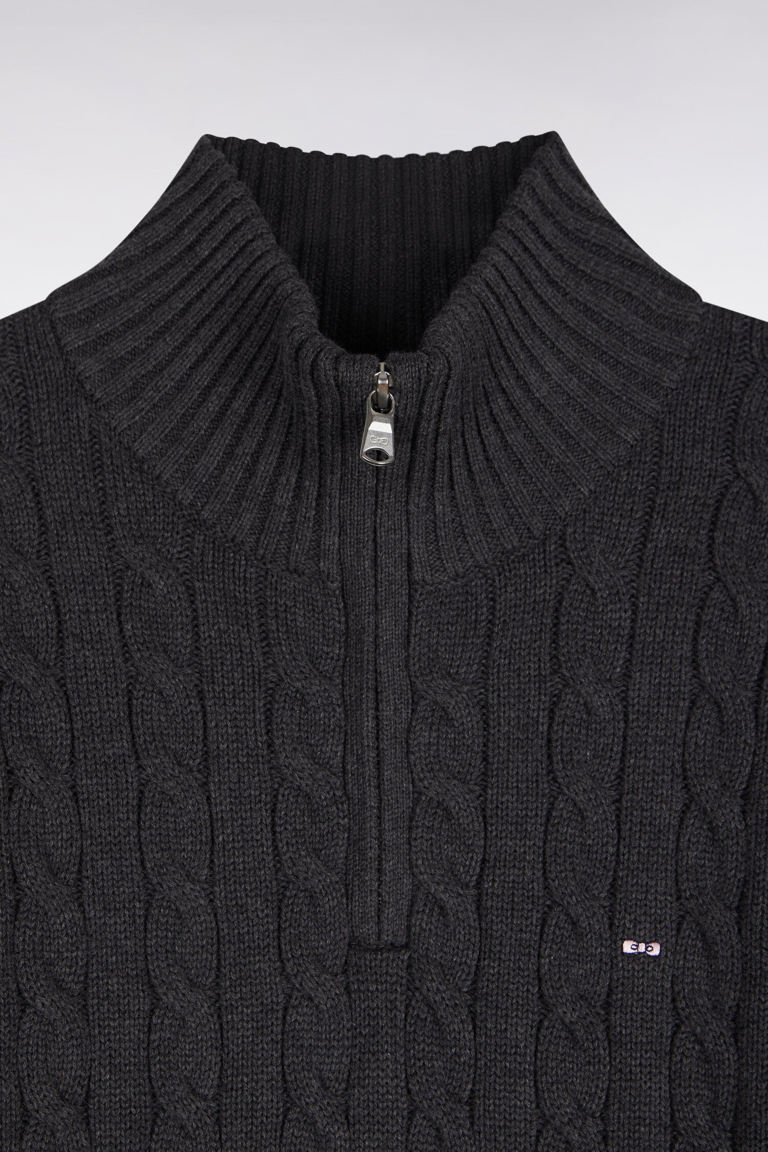 Pullover col camionneur aus Baumwolle HellGrau