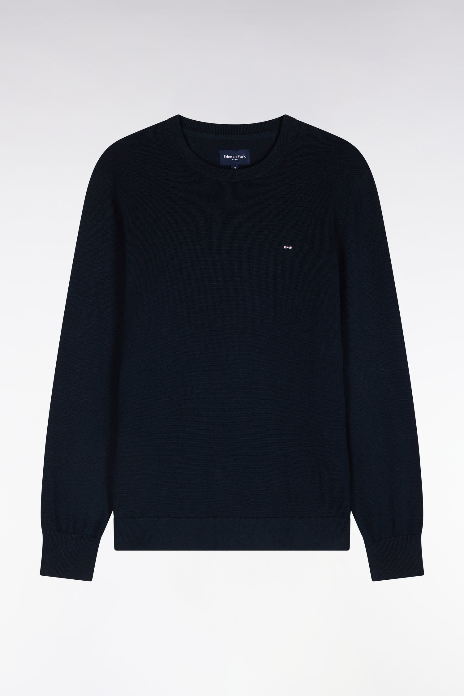 Pull à col rond en coton et viscose marine coupe droite