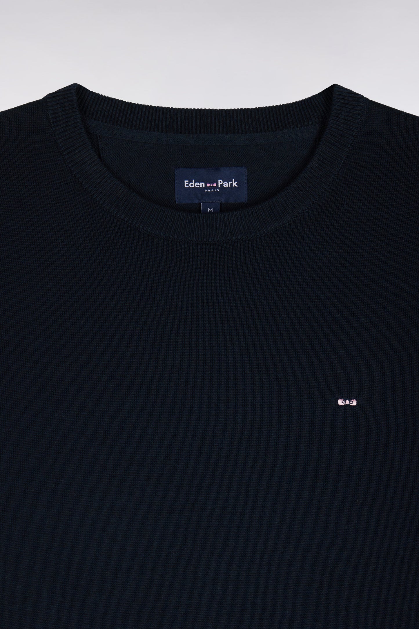 Pull à col rond en coton et viscose marine coupe droite
