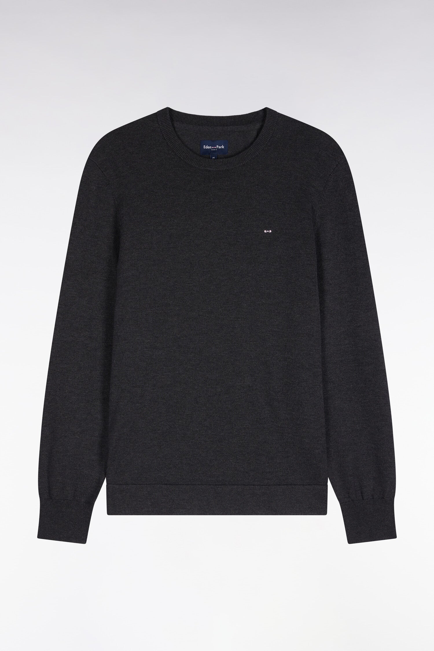 Pullover mit Rundhalsausschnitt aus Baumwolle und viscose Dunkelgrau gerade Passform