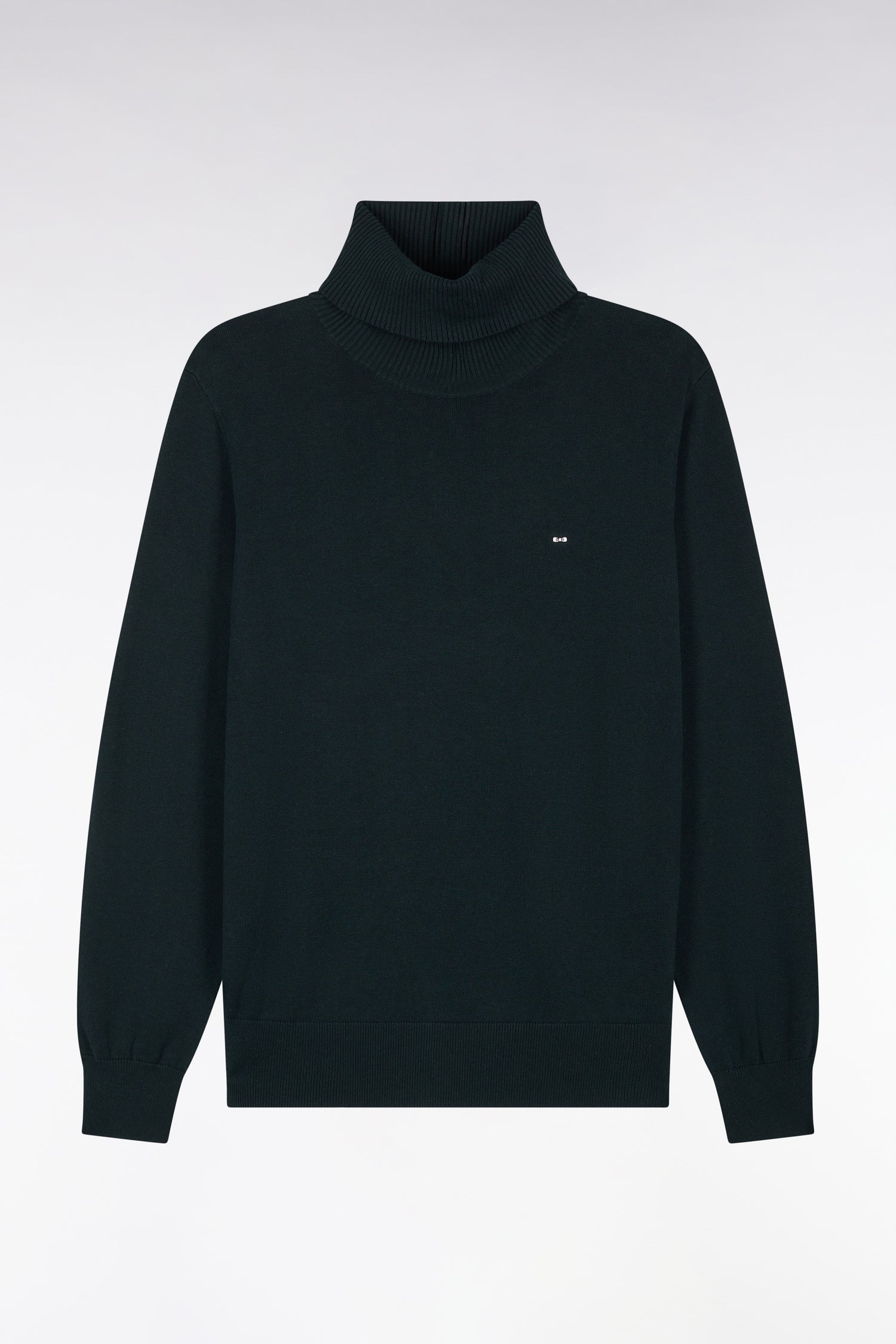 Pull à col roulé en coton et viscose marine coupe droite