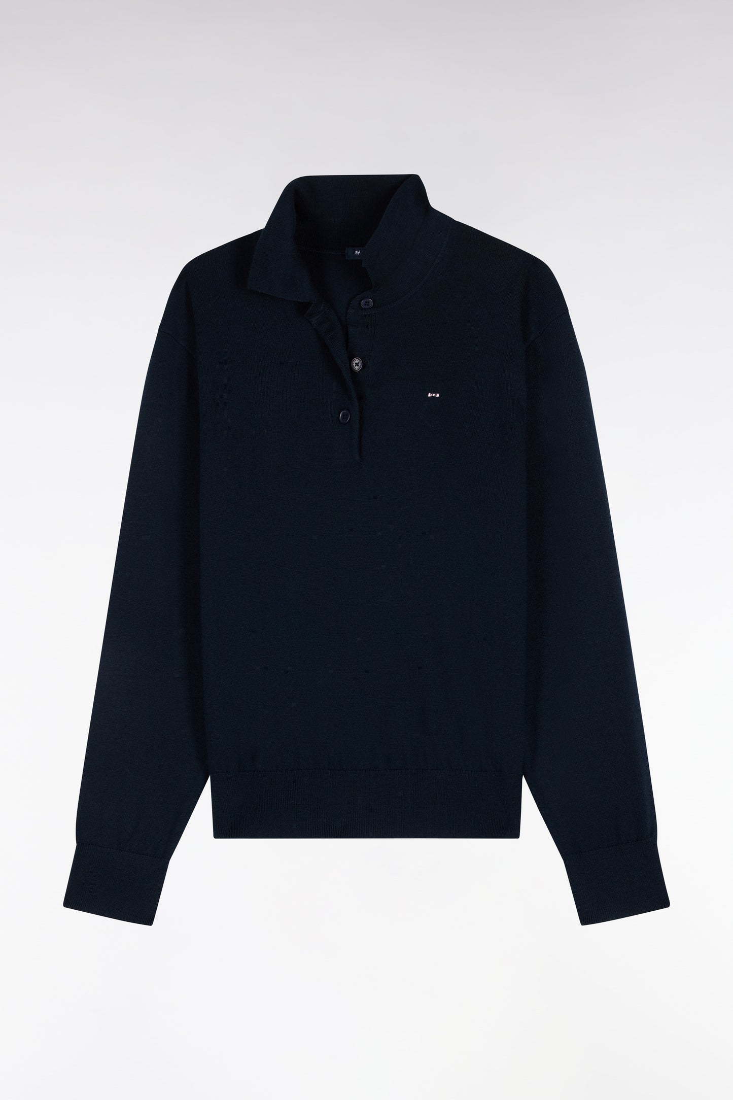 Pull col maillot en laine marine coupe décontractée