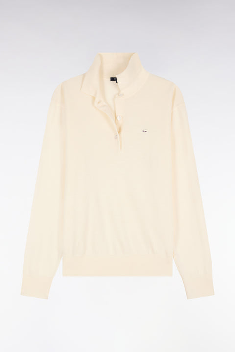 Pull col maillot en laine écru coupe décontractée - Image 2