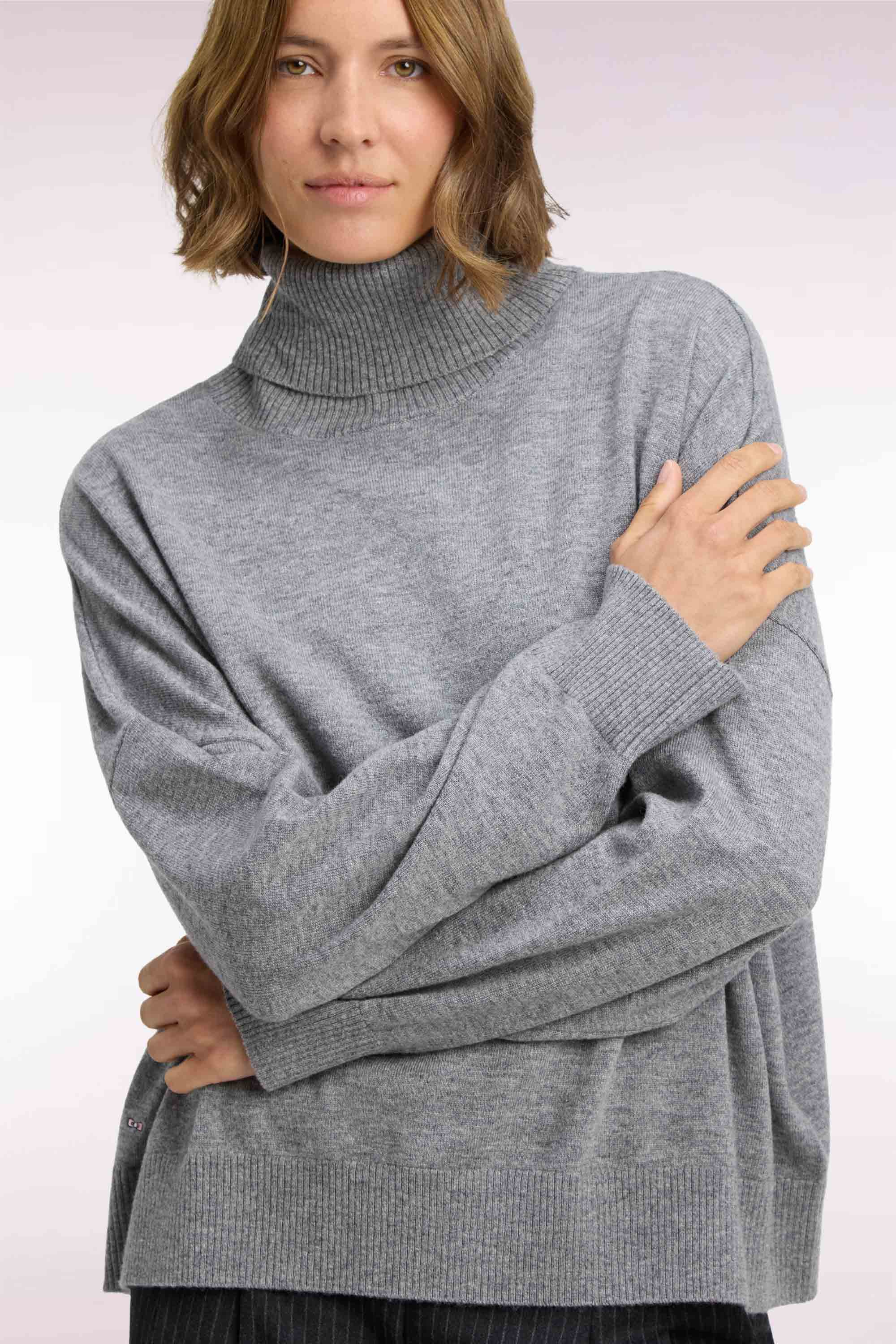 Pullover Rollkragen aus Wolle vierge und cachemire Grau
