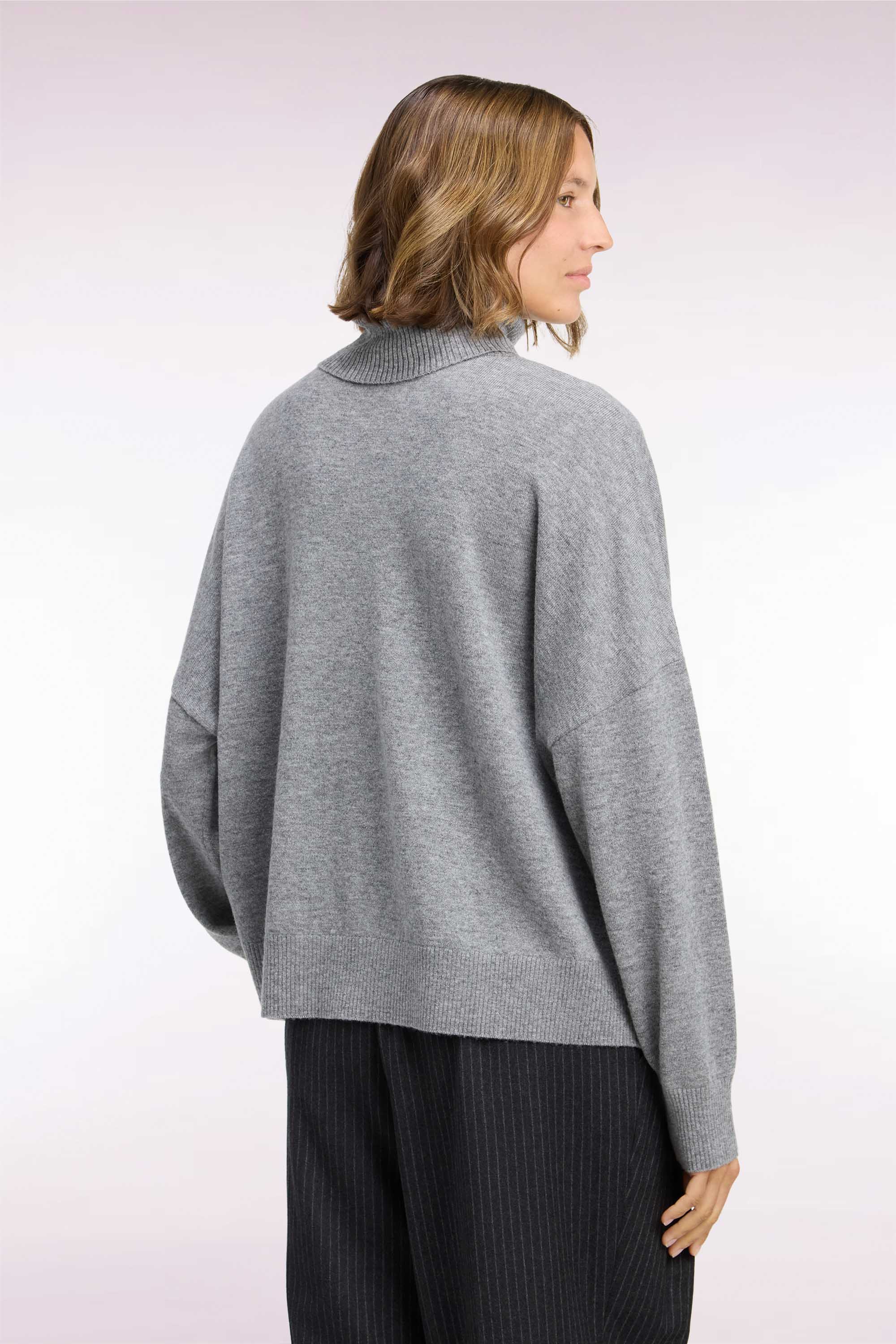 Pullover Rollkragen aus Wolle vierge und cachemire Grau