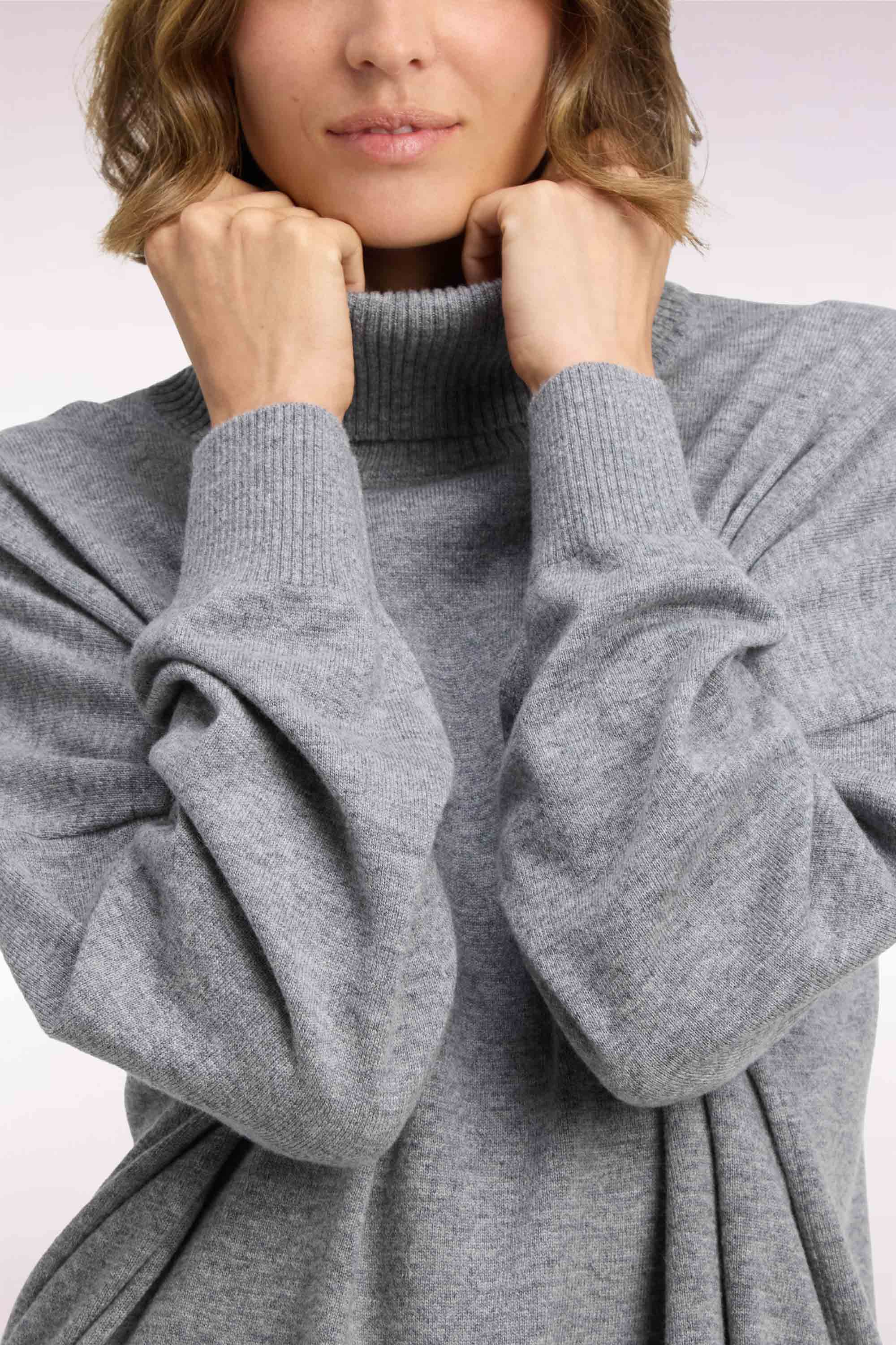 Pullover Rollkragen aus Wolle vierge und cachemire Grau