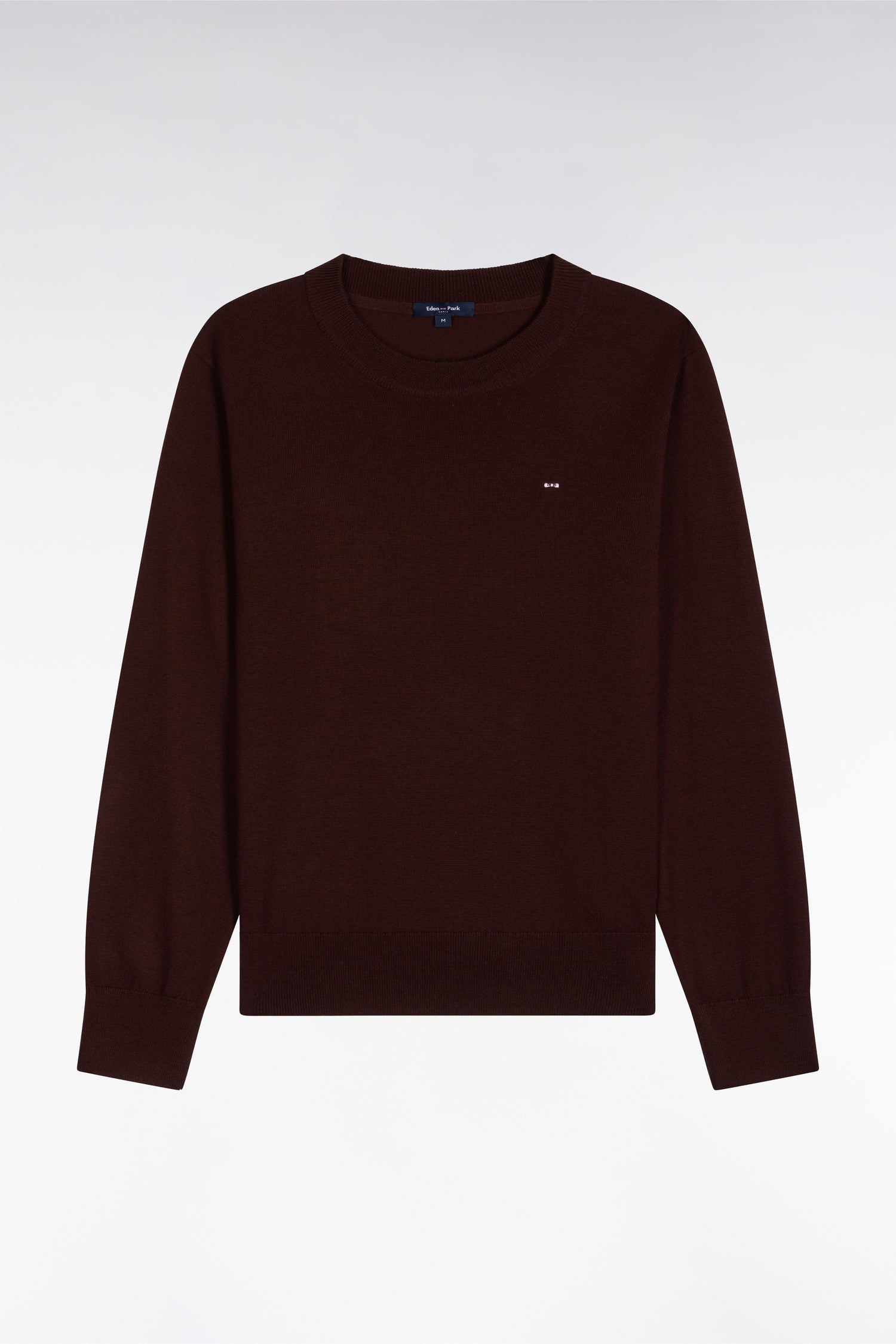 Pull col rond en laine marron coupe droite
