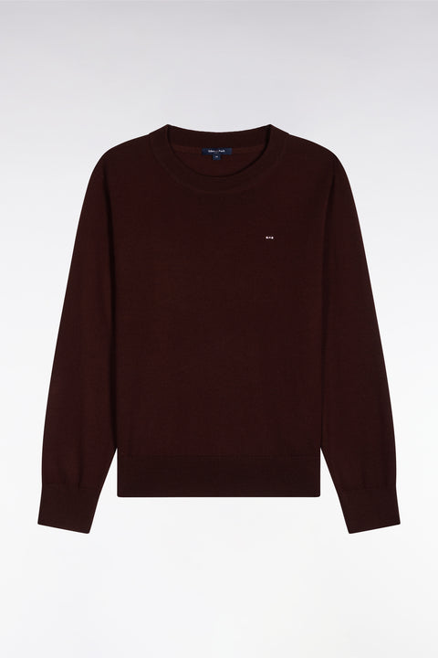Pull col rond en laine marron coupe droite - Image 2