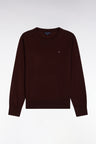 Straight cut brown wool round neck sweater