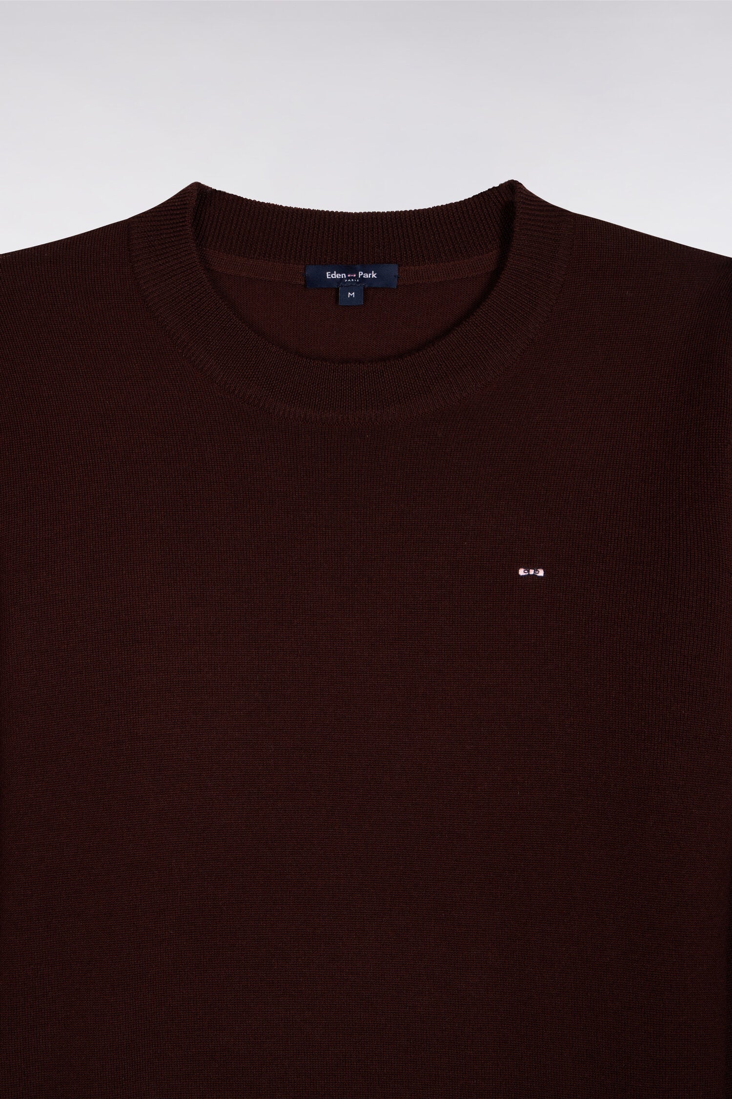 Pull col rond en laine marron coupe droite