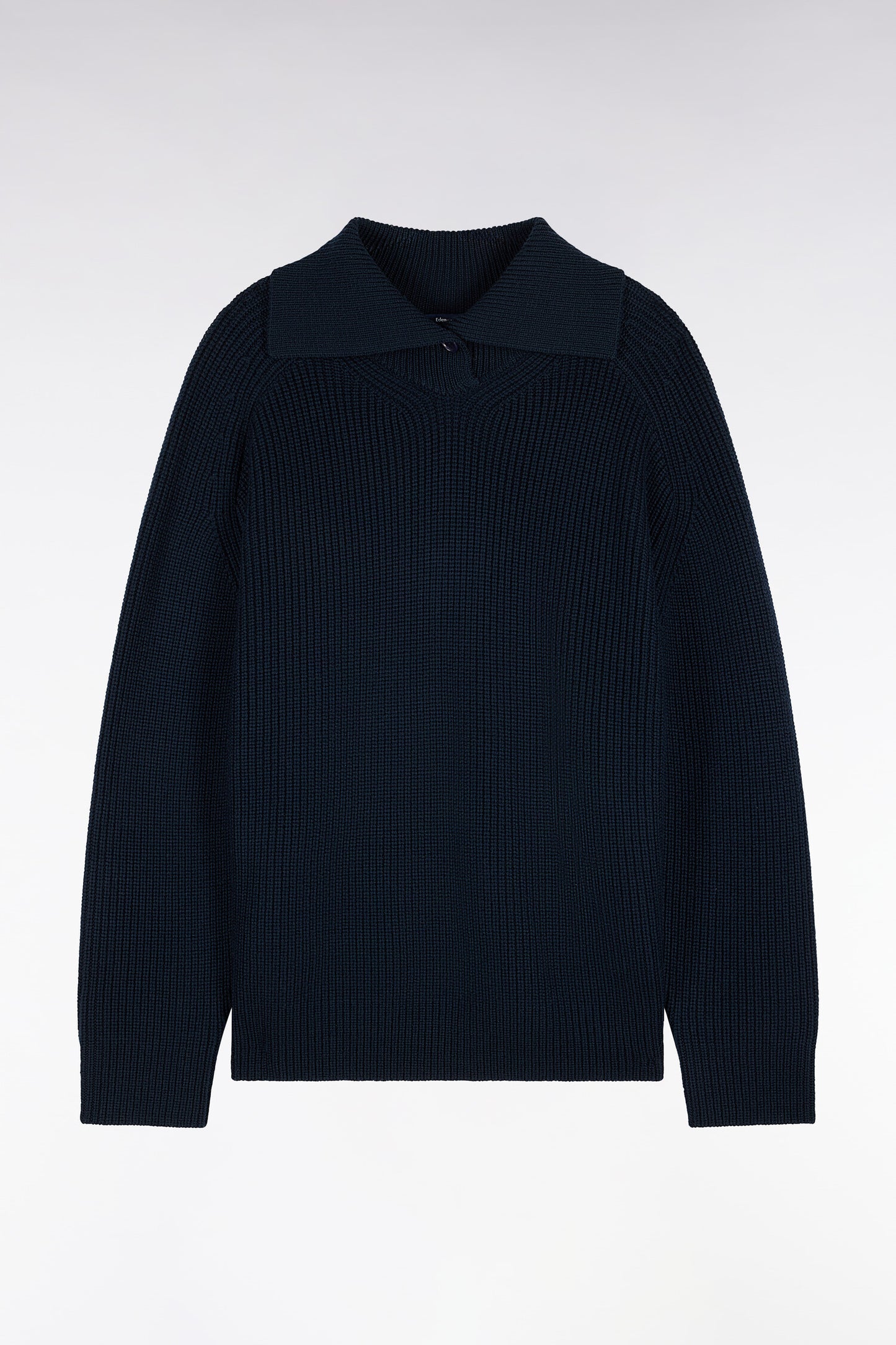 Pull vareuse en laine marine coupe droite