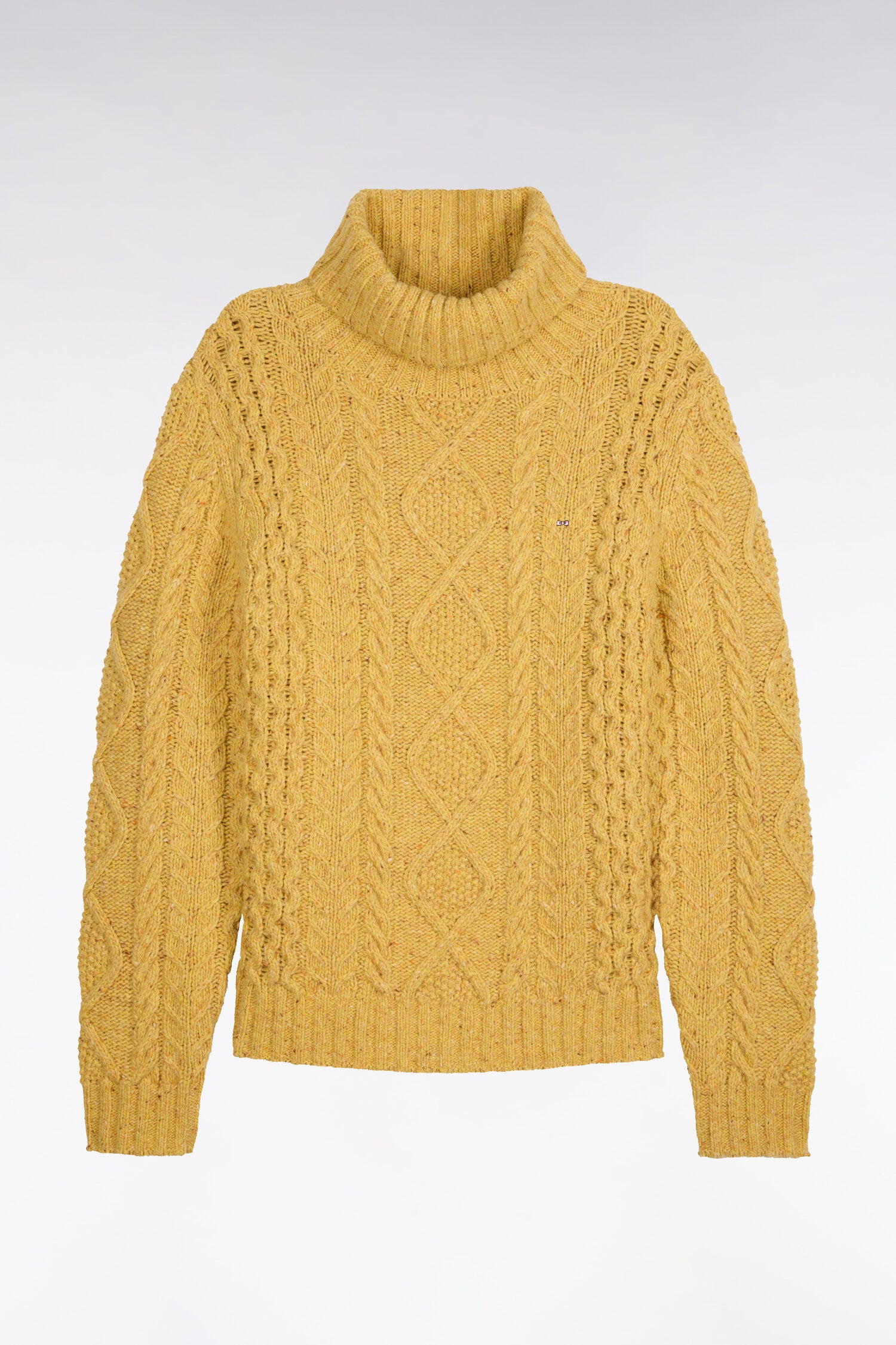Yellow Cable Knit Straight Fit Turtleneck Sweater – Eden Park